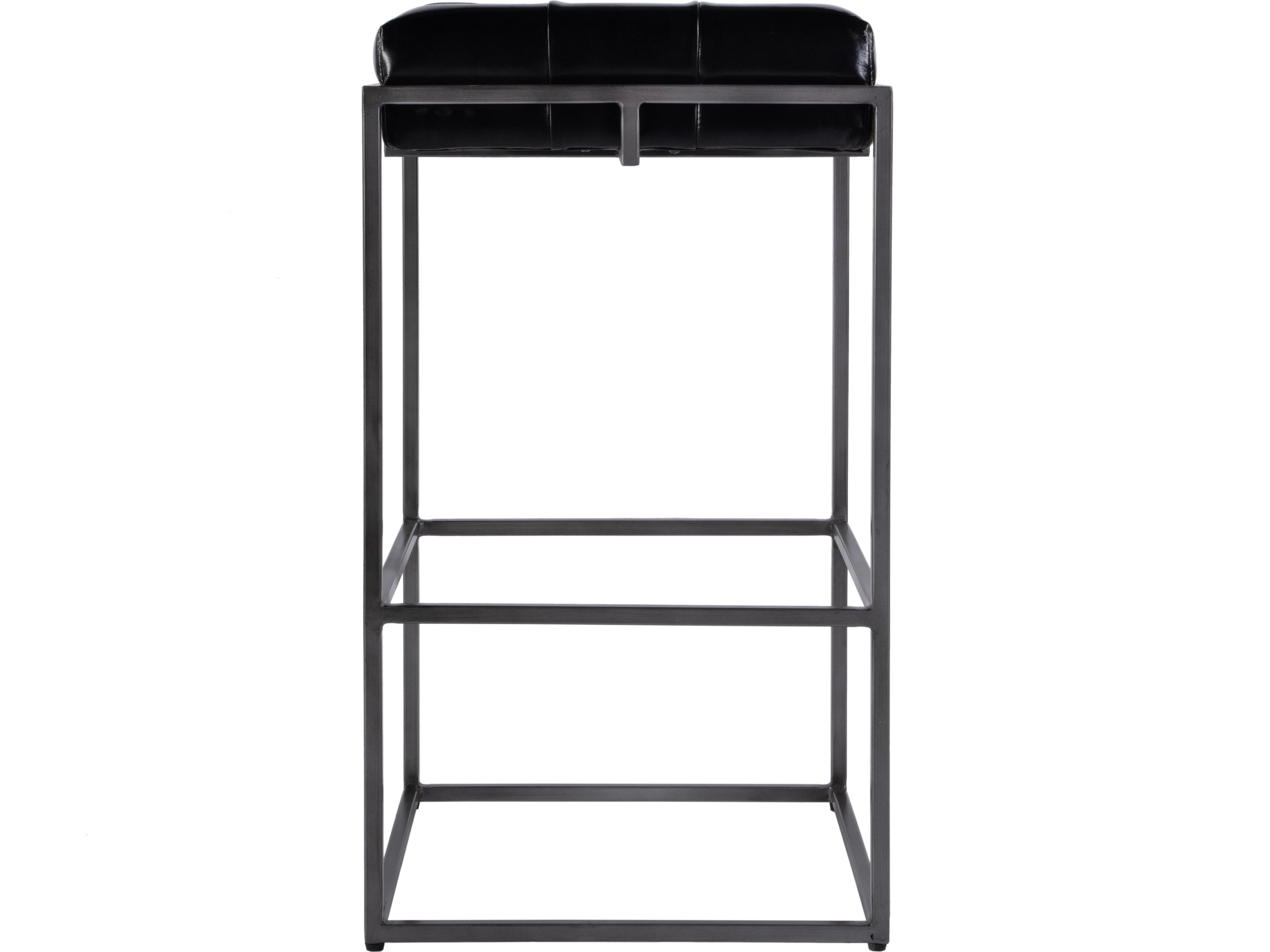 Butler Dudley Black Leather Bar Stool