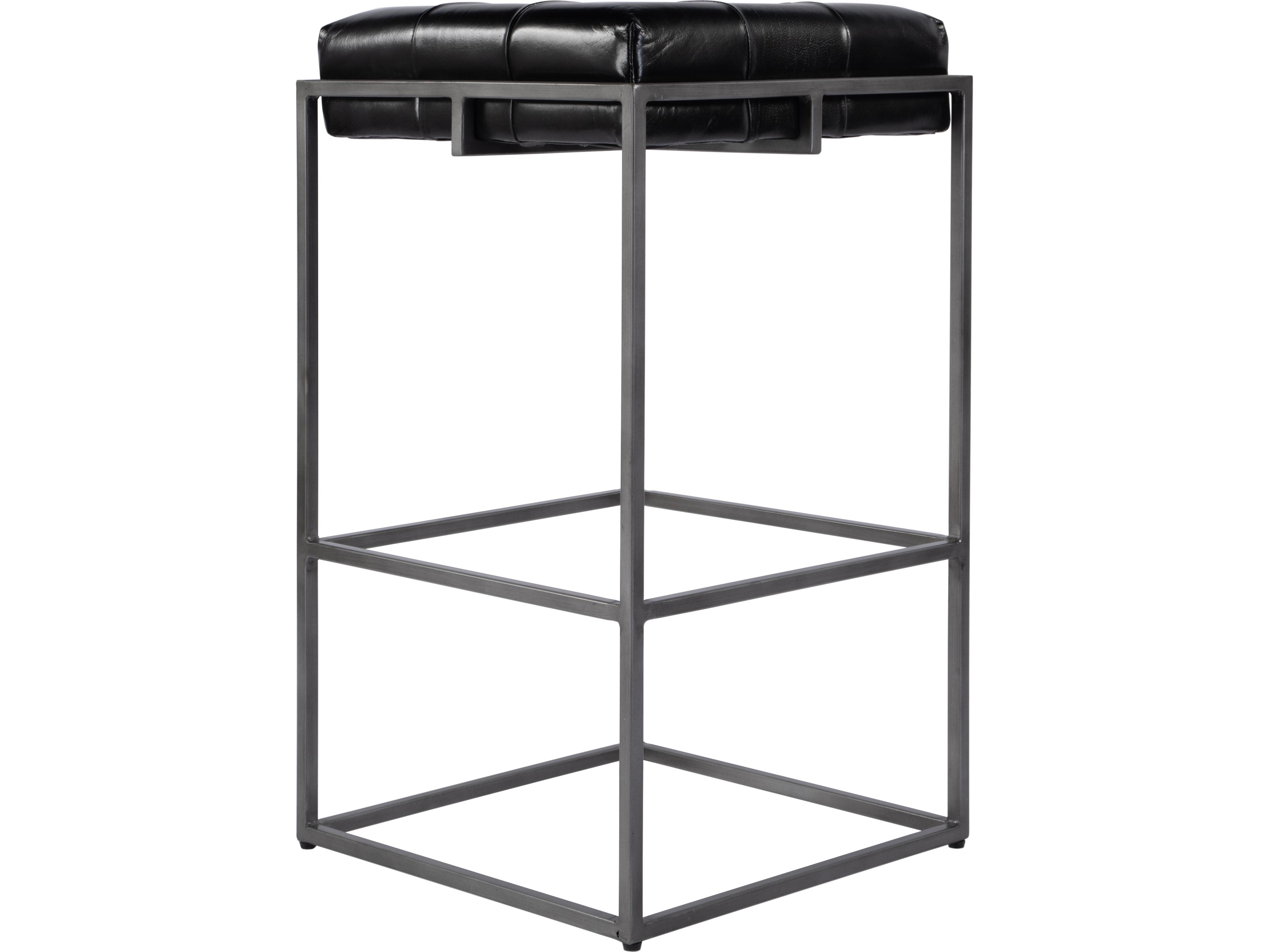 Butler Dudley Black Leather Bar Stool