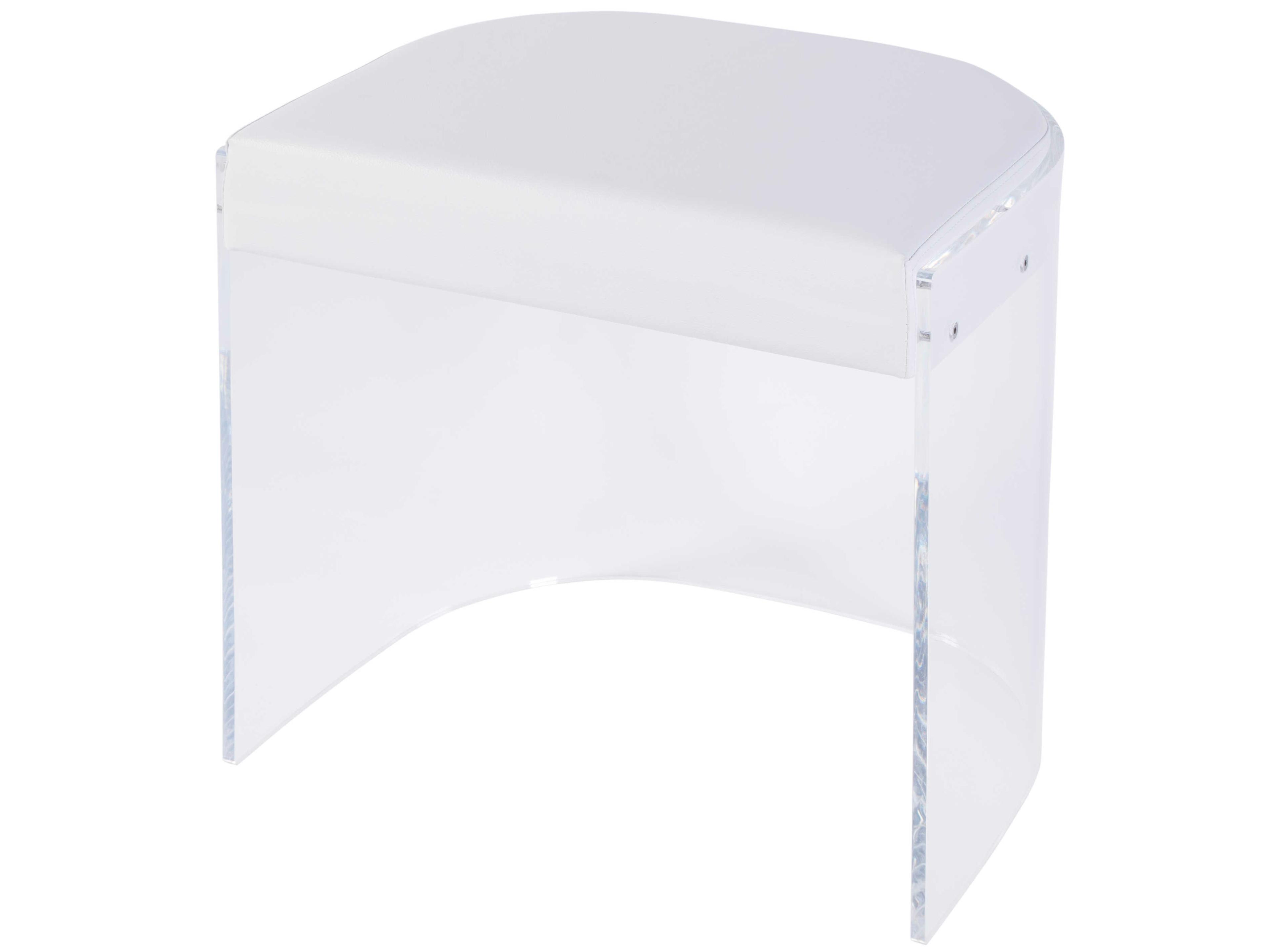 Butler Solara Clear Acrylic Faux Leather Accent Stool