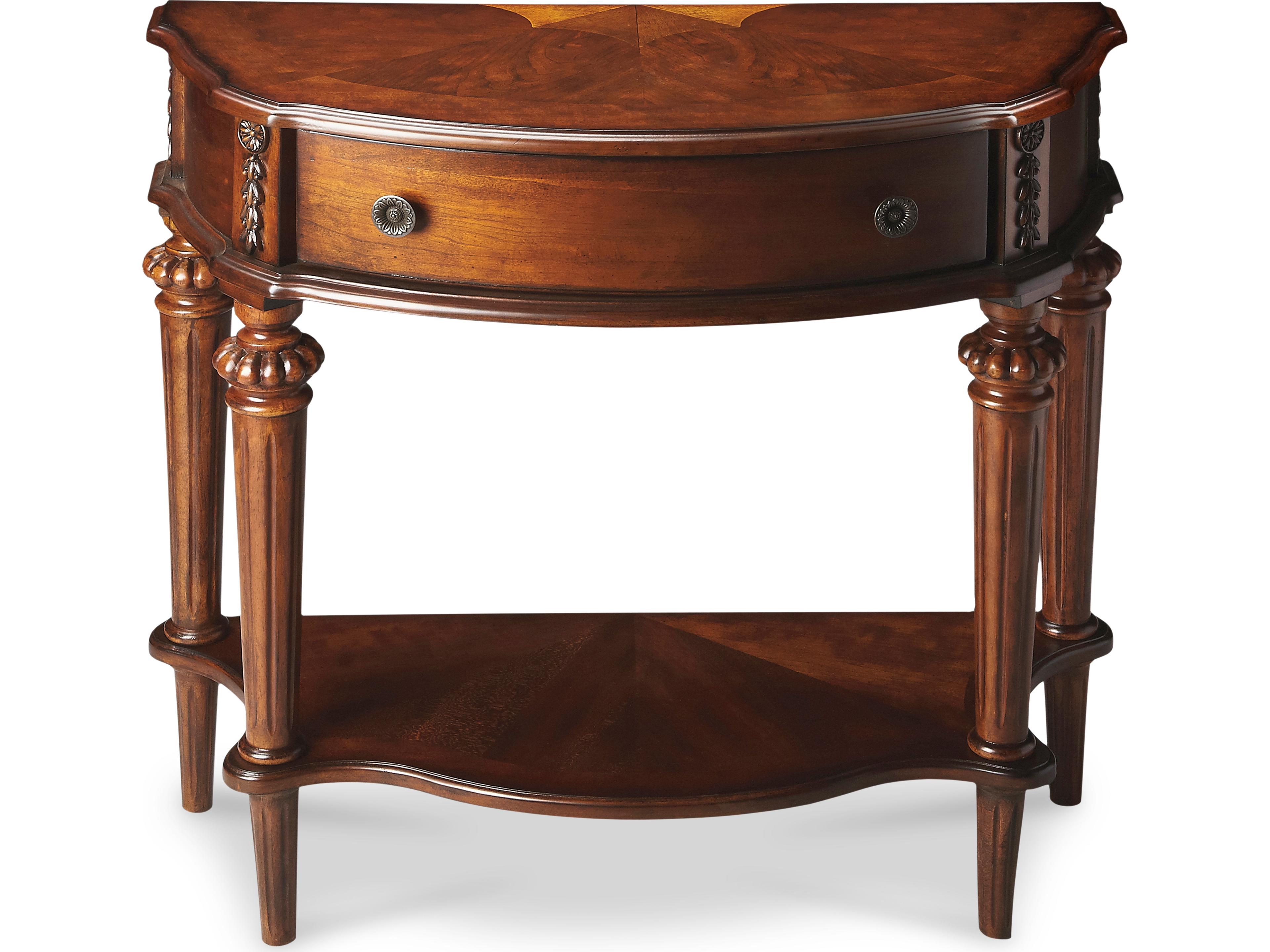 Halifax Demilune Wood Nutmeg Console Table