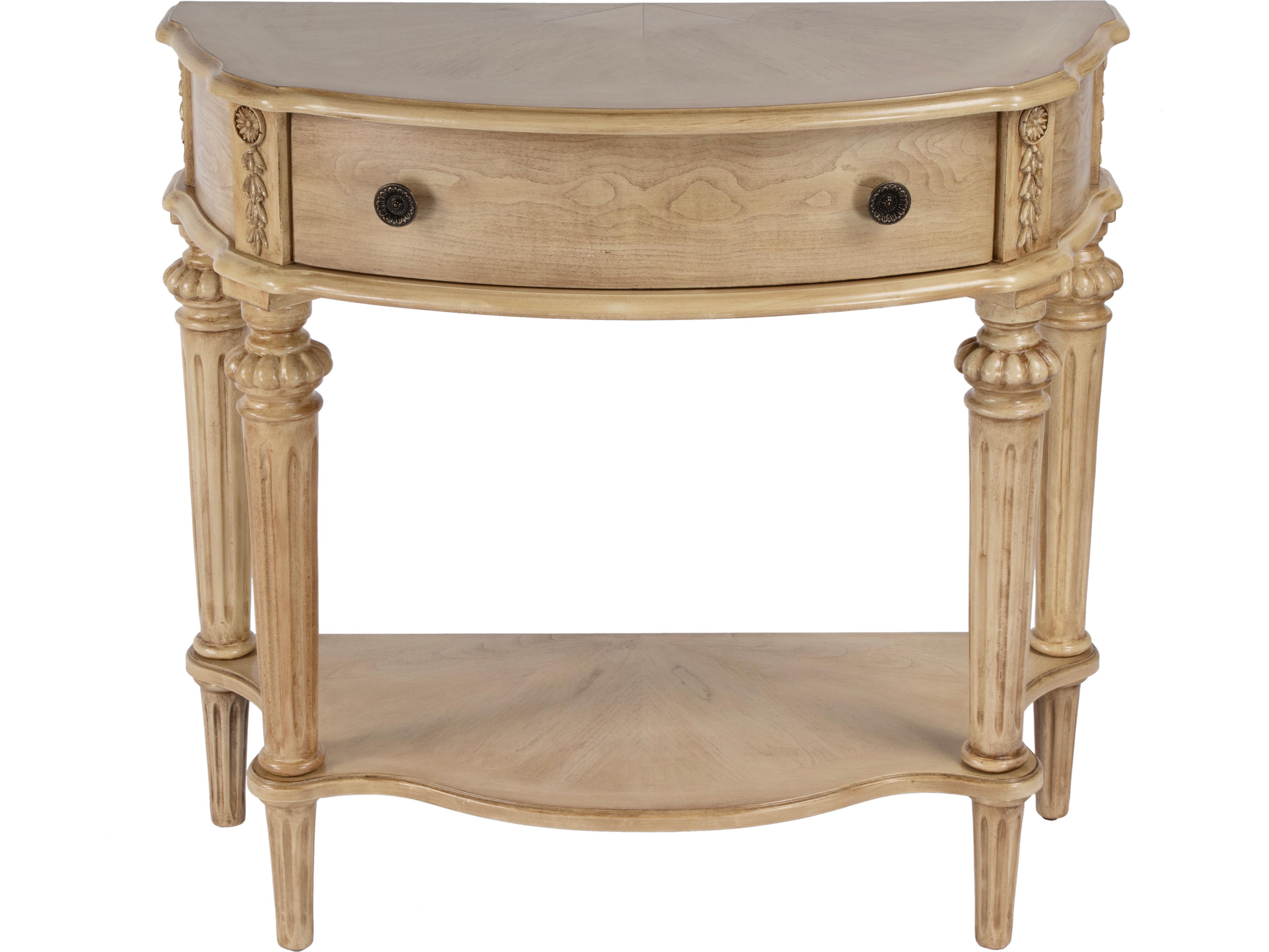 Halifax Demilune Wood Antique Beige Console Table