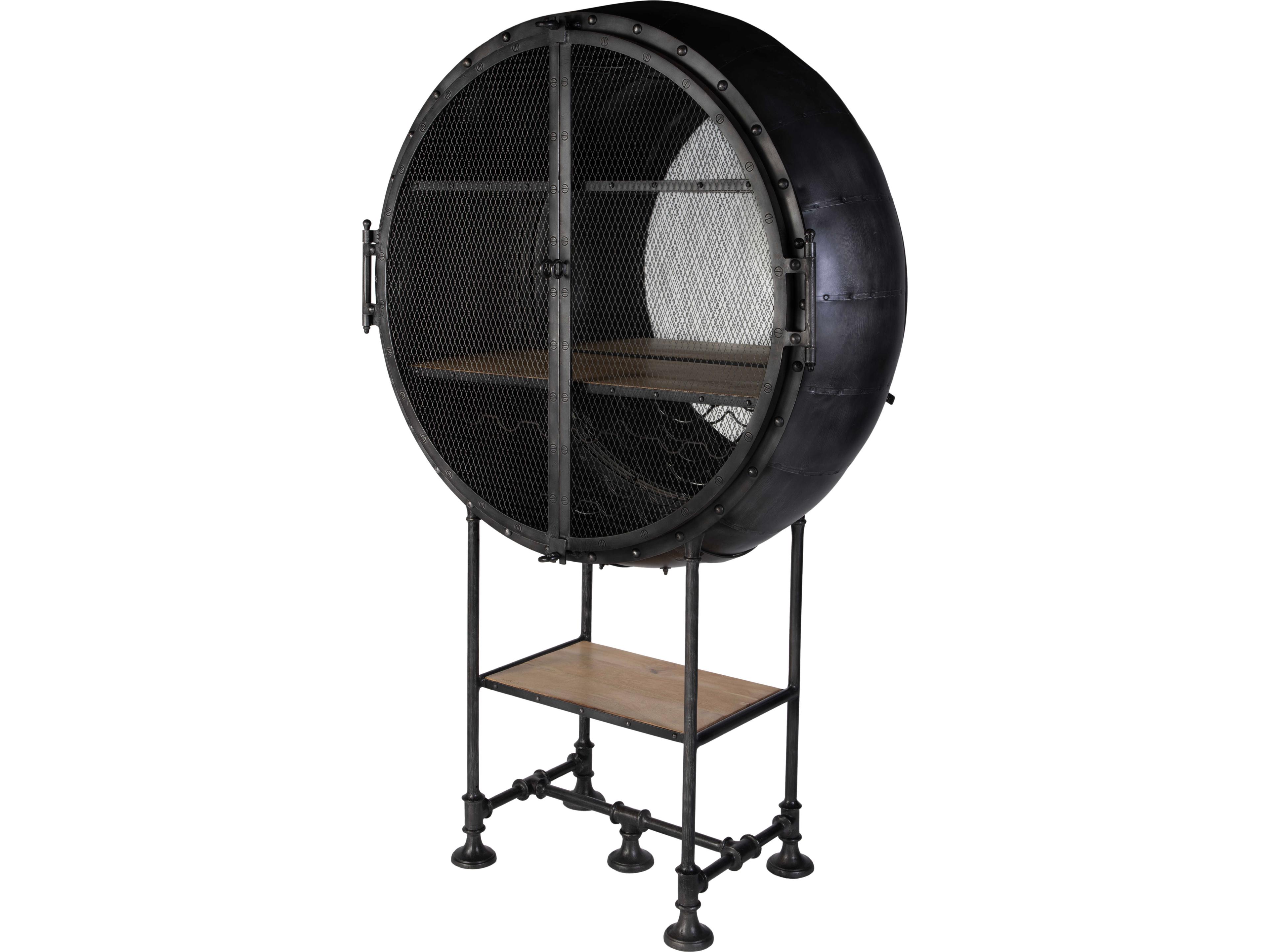 Roanoke Glass Black Bar Cart