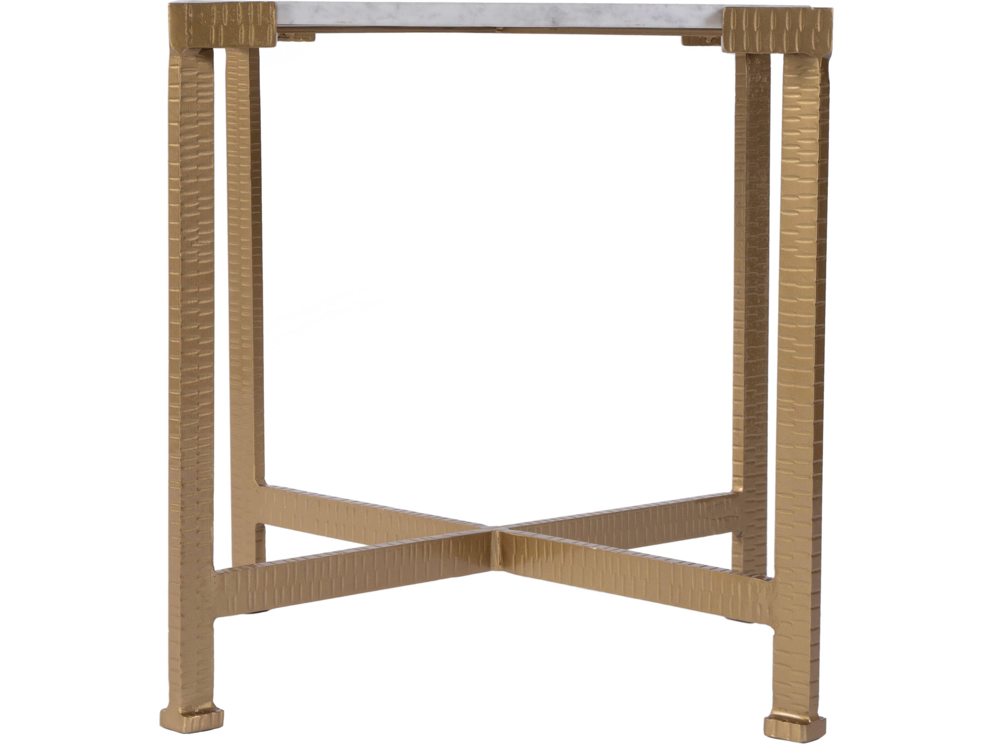 Butler Loric Square Marble White Antique Gold End Table