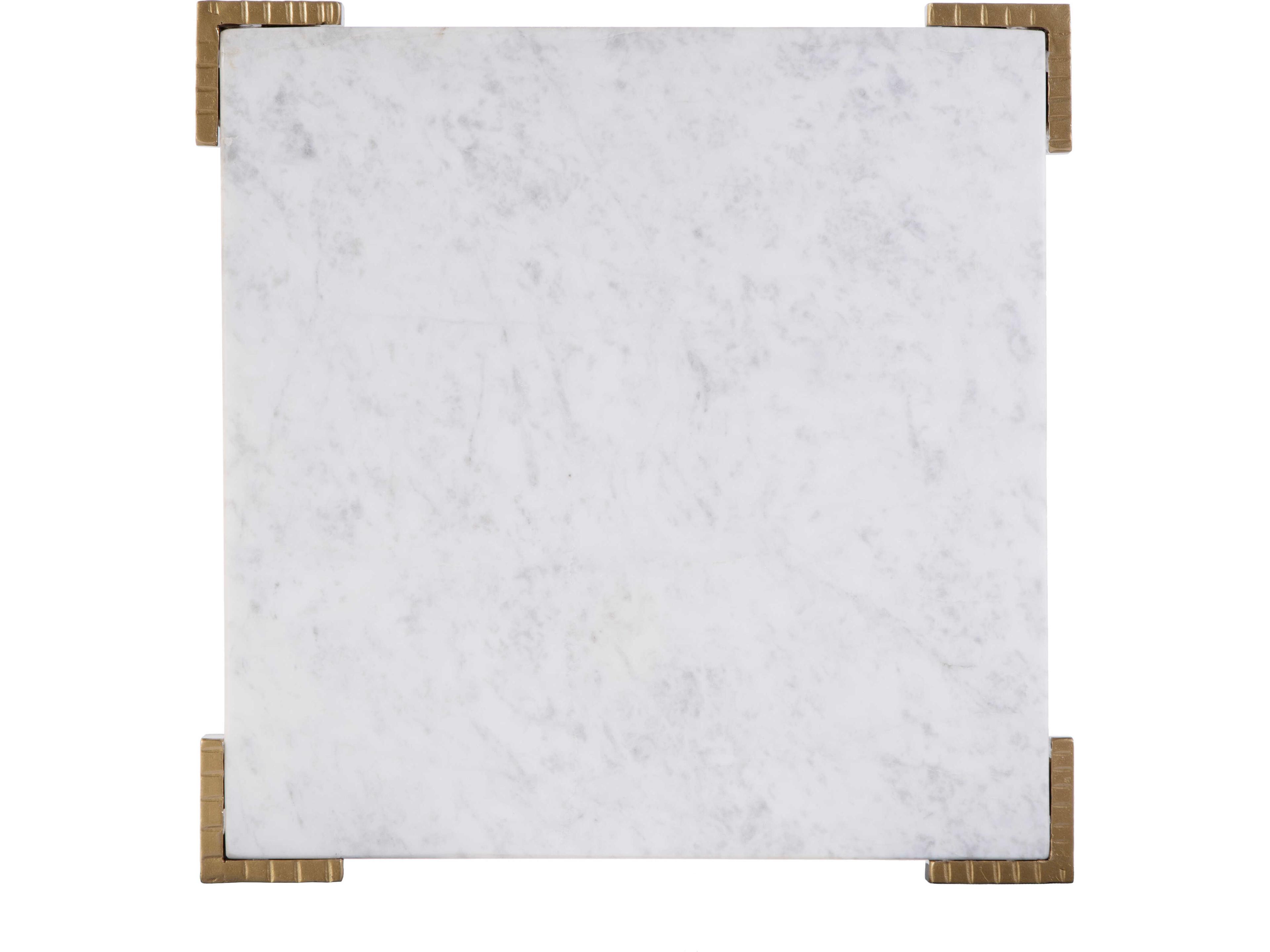Butler Loric Square Marble White Antique Gold End Table