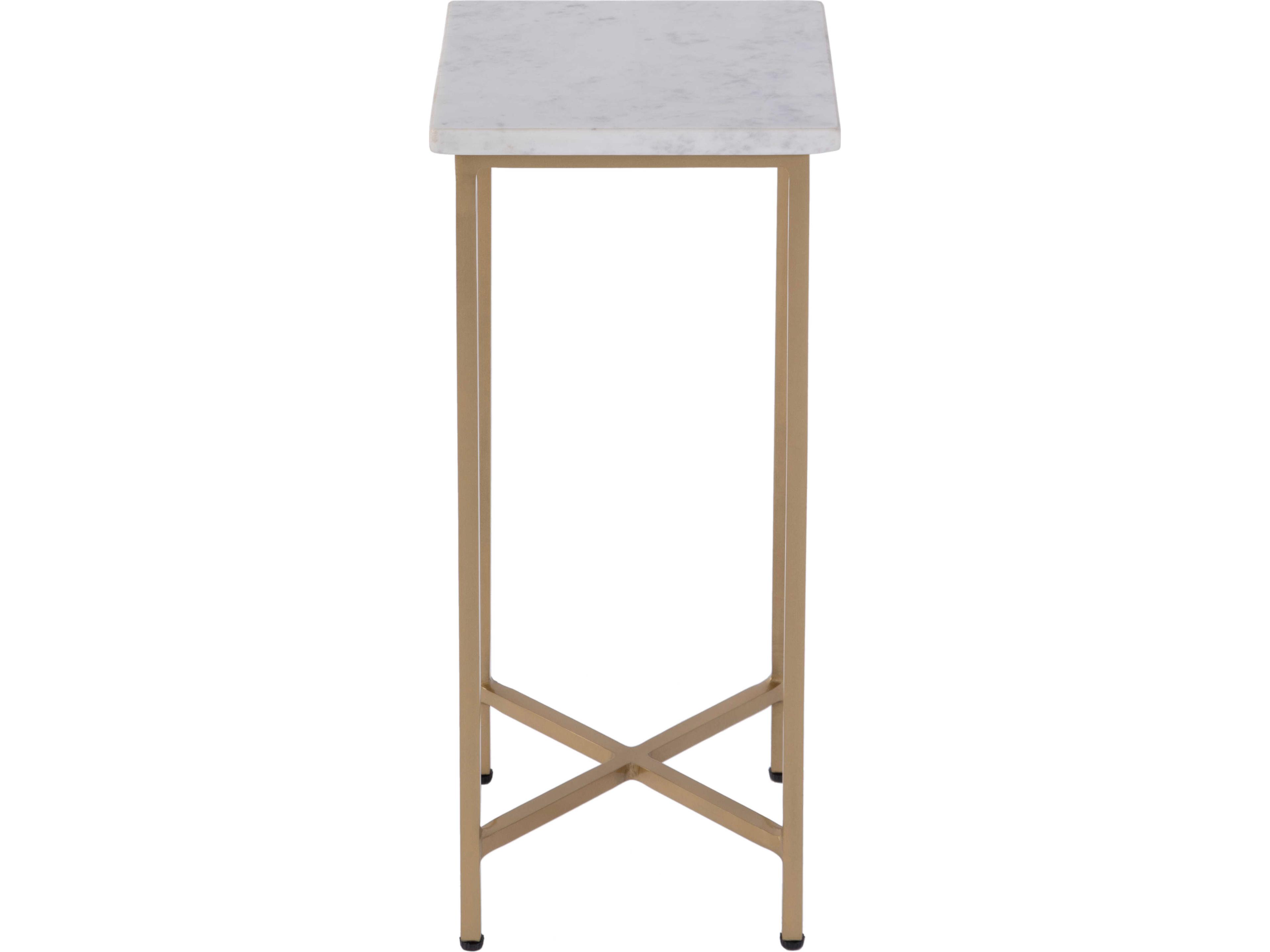 Butler Paulina Square Marble White Antique Gold End Table