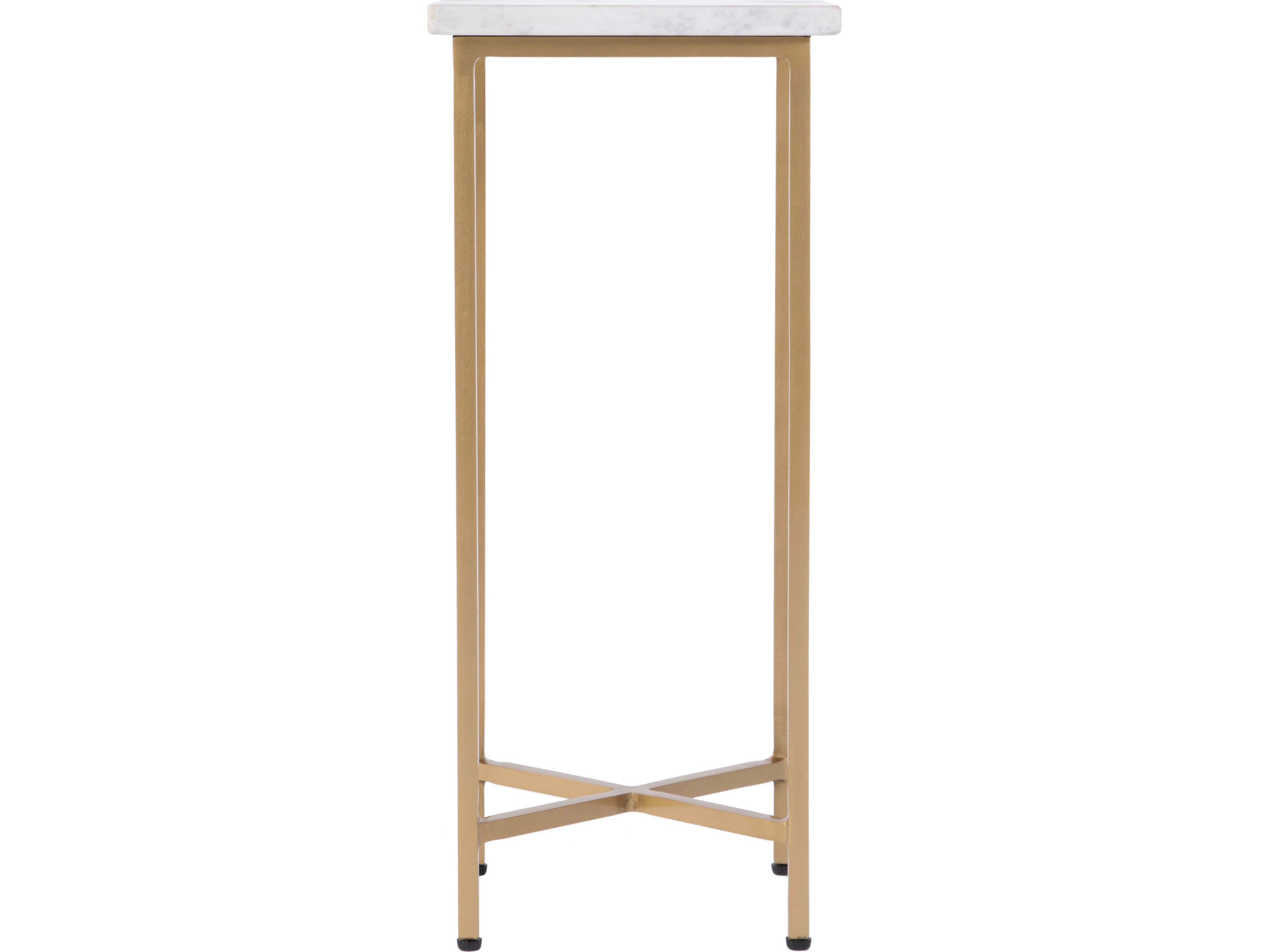 Butler Paulina Square Marble White Antique Gold End Table