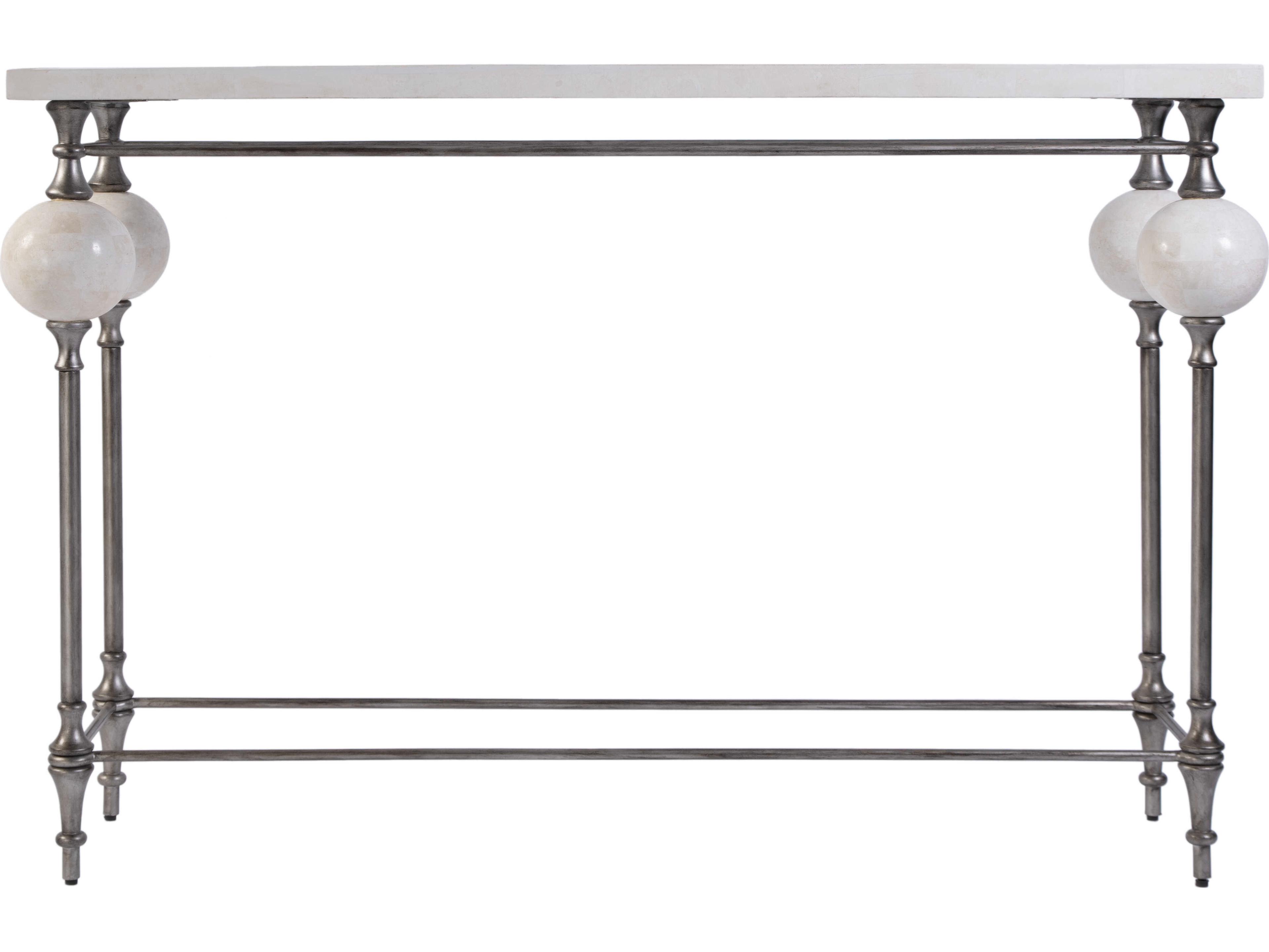 Butler Amadeo Rectangular Stone White Silver Console Table