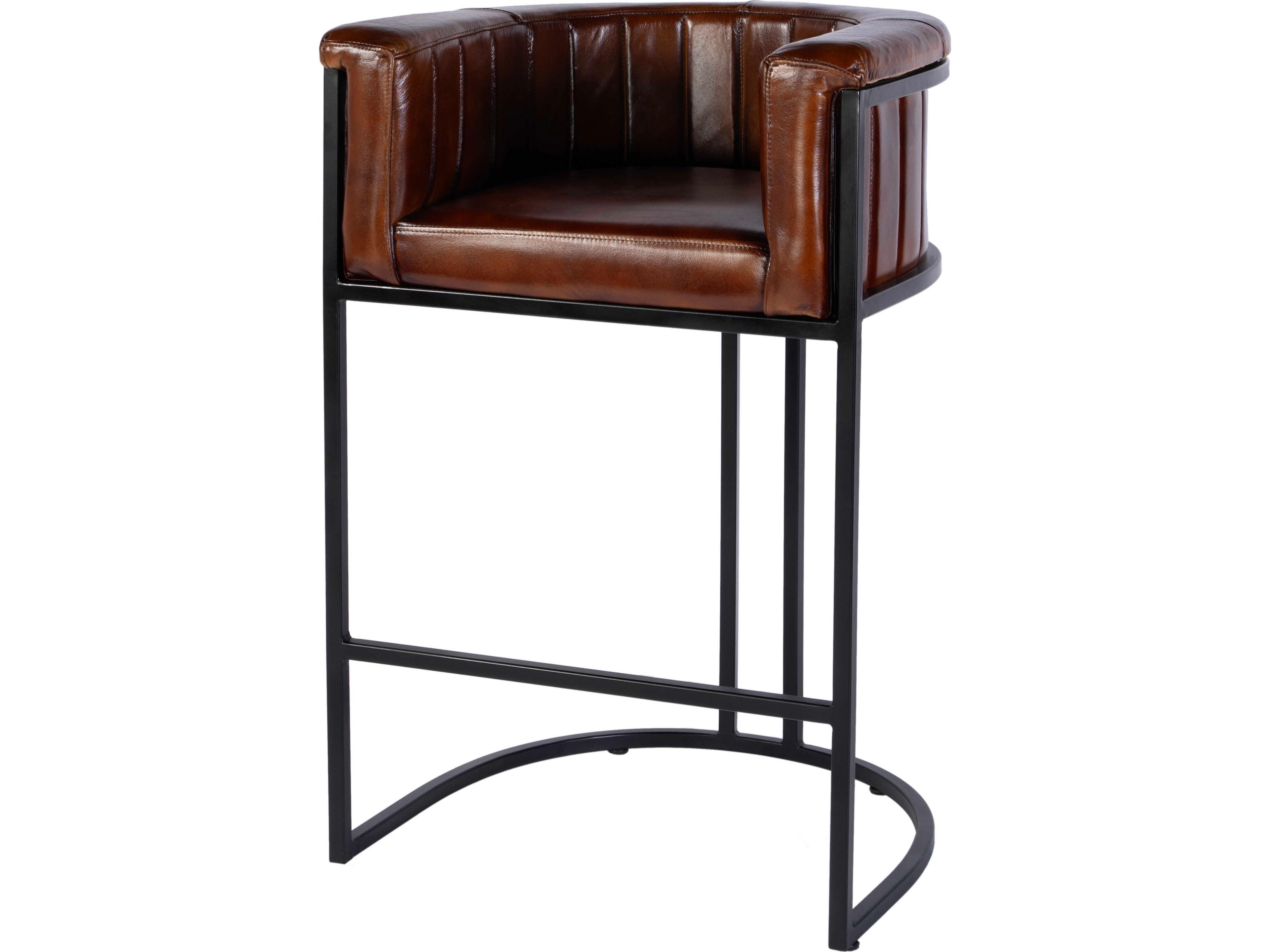 Rockford Black Brown Leather Counter Stool