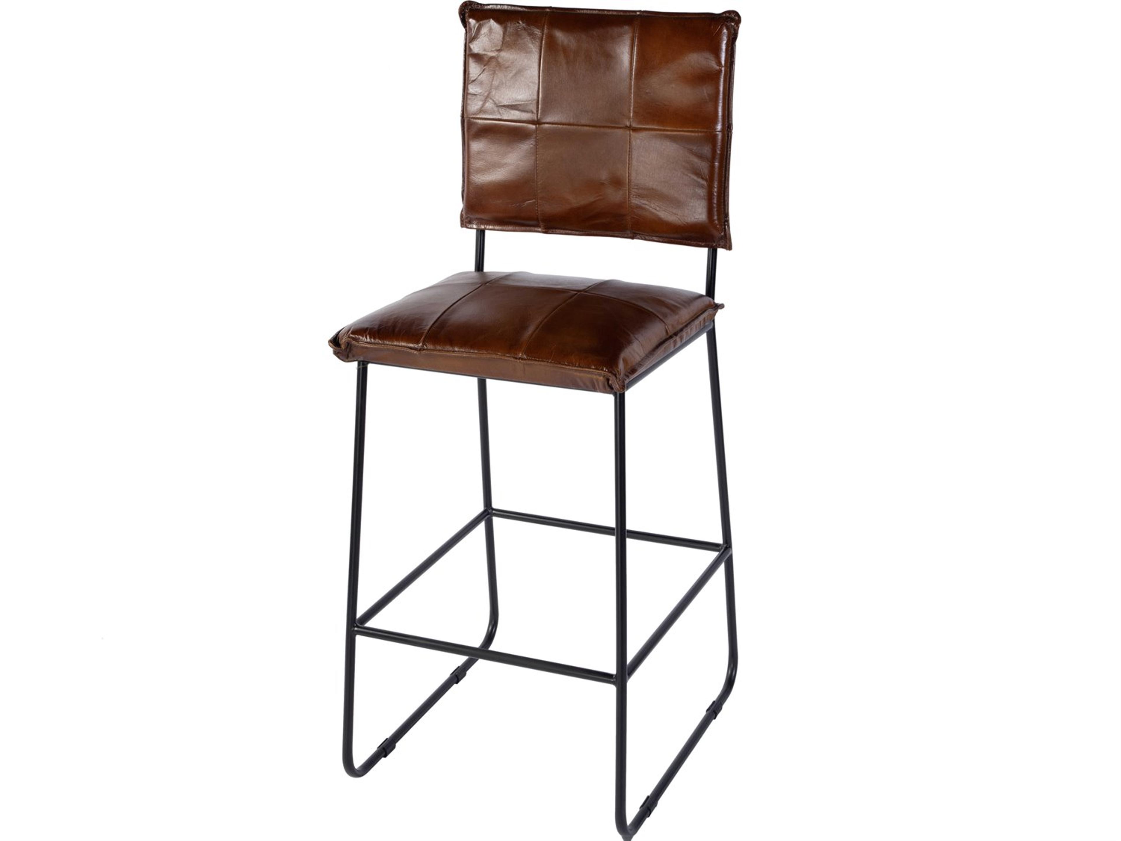 Butler Niles Brown Black Leather Bar Stool