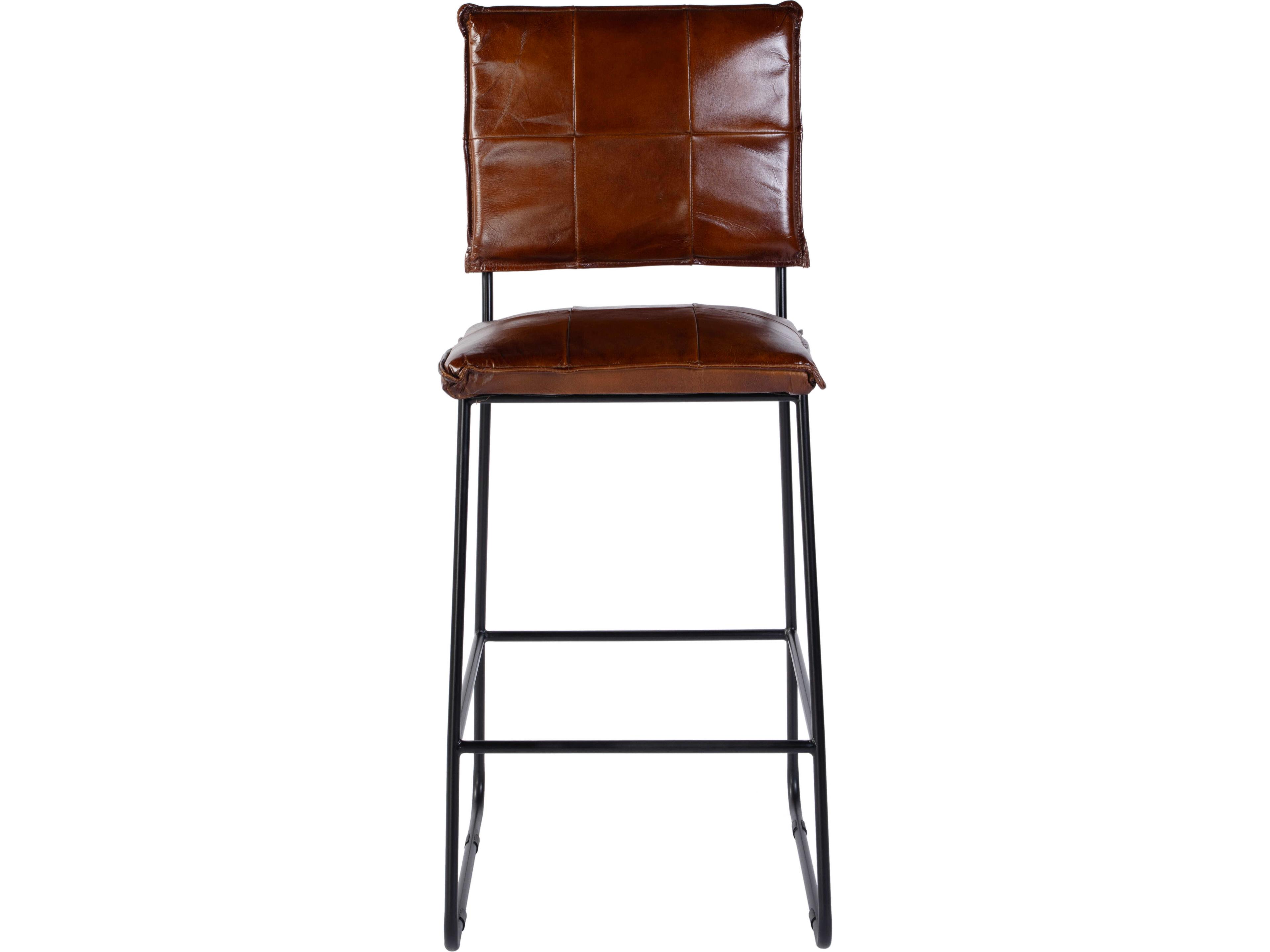 Butler Niles Brown Black Leather Bar Stool