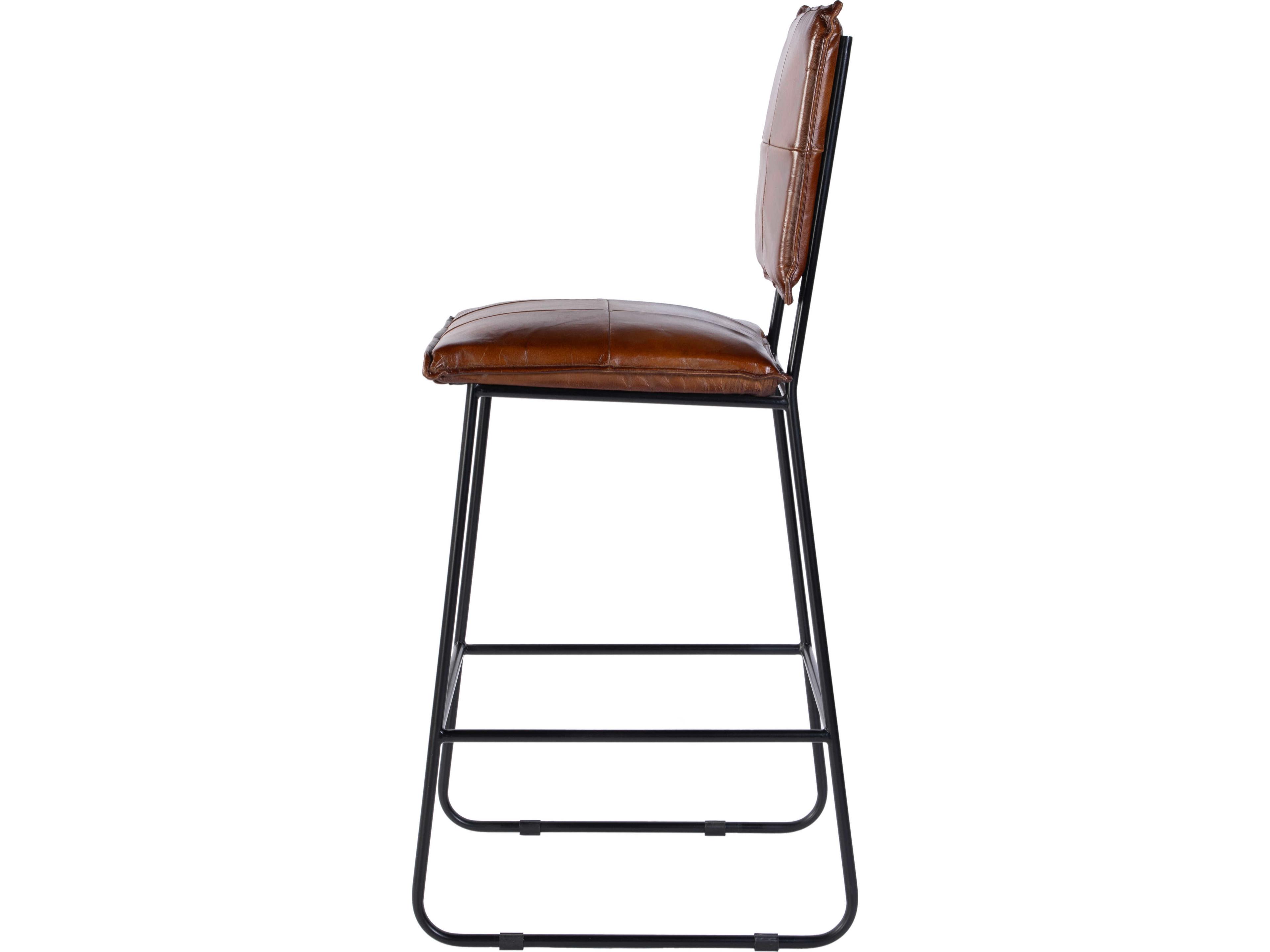 Butler Niles Brown Black Leather Bar Stool