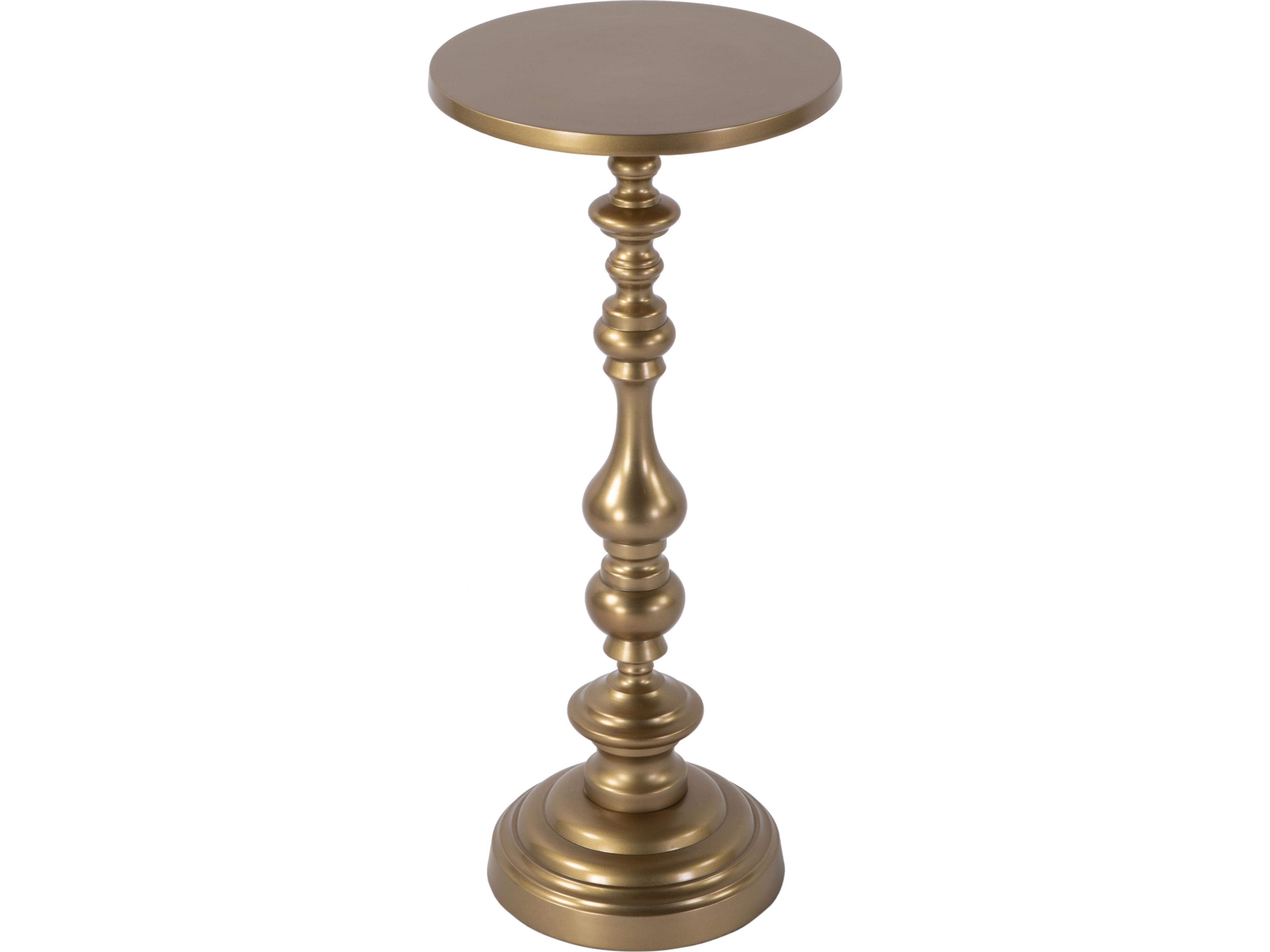 Mario Round Metal Antique Gold End Table