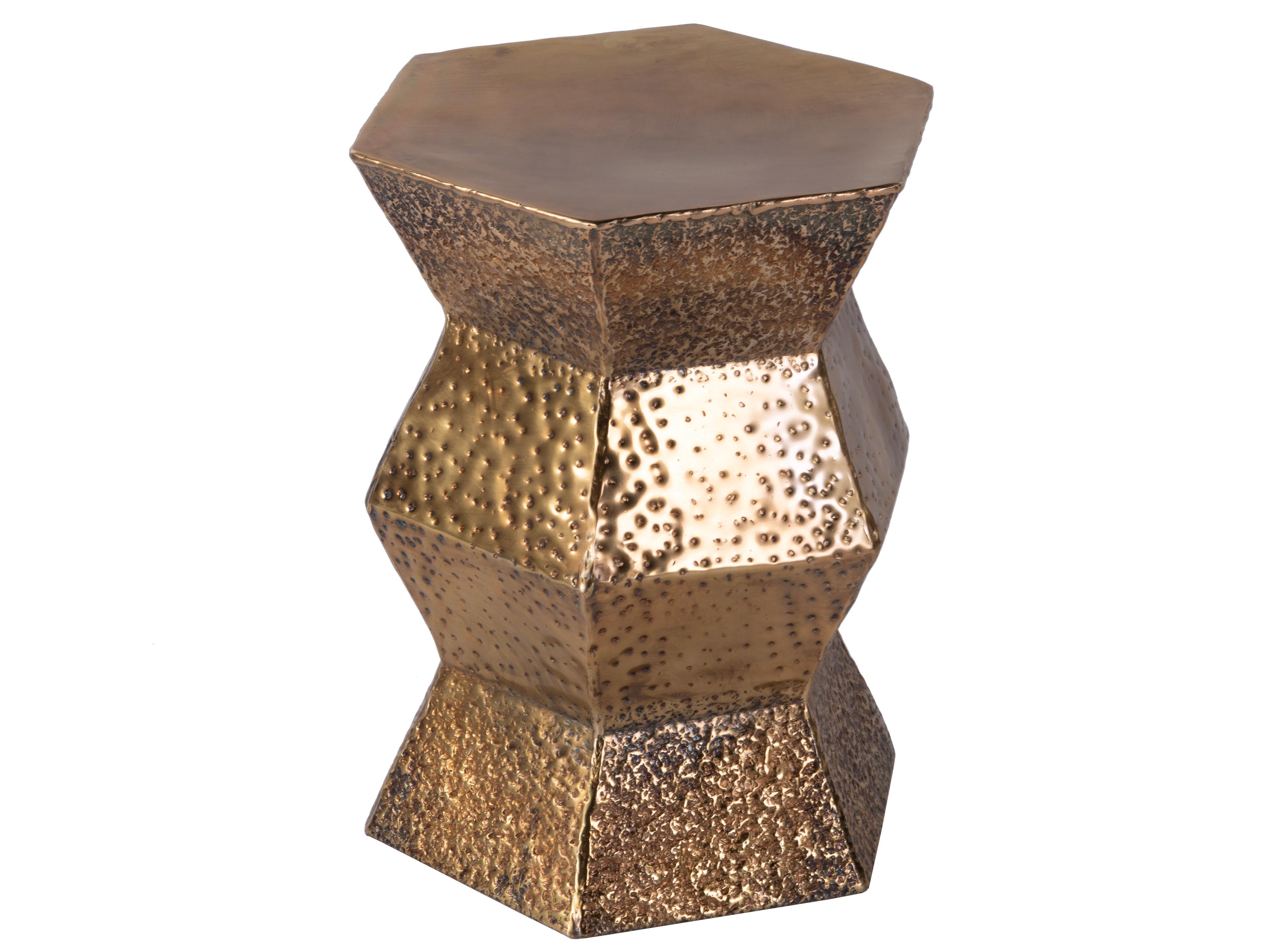 Renzo Hexagon Metal Copper End Table