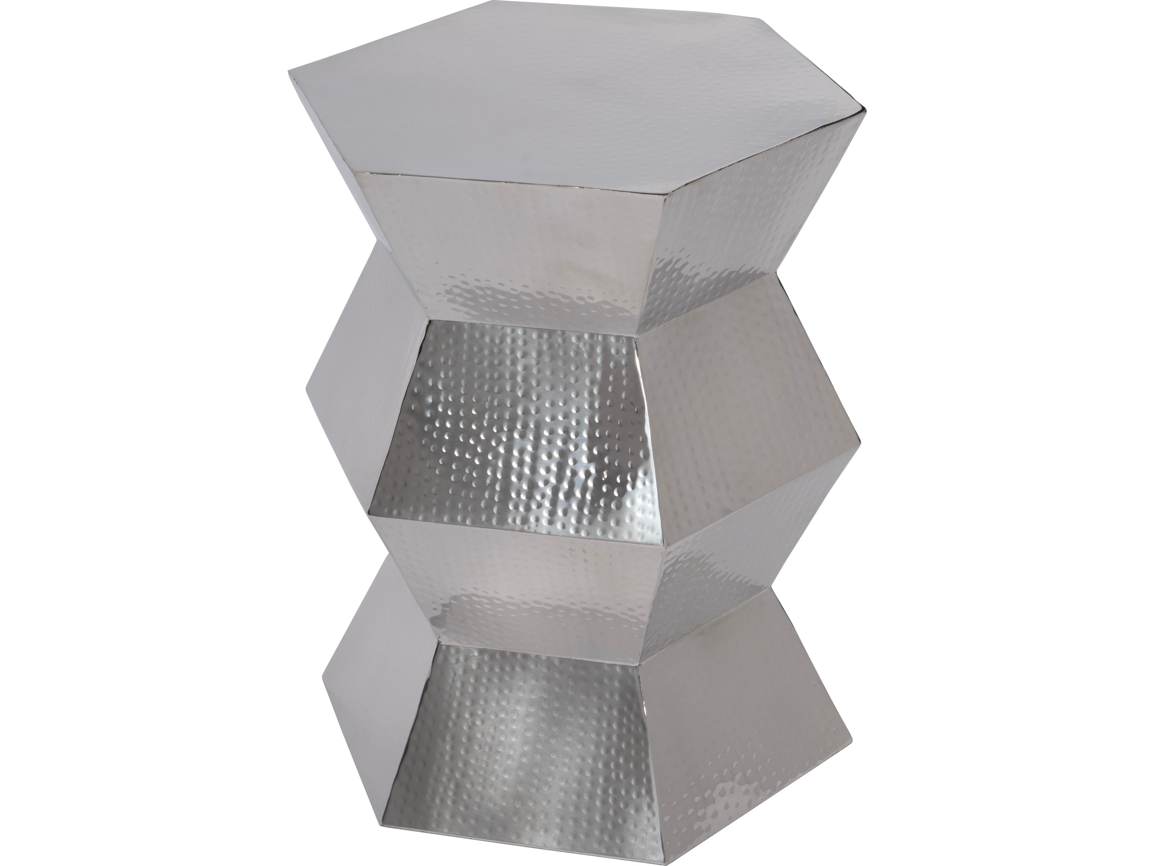 Renzo Hexagon Metal Nickel End Table