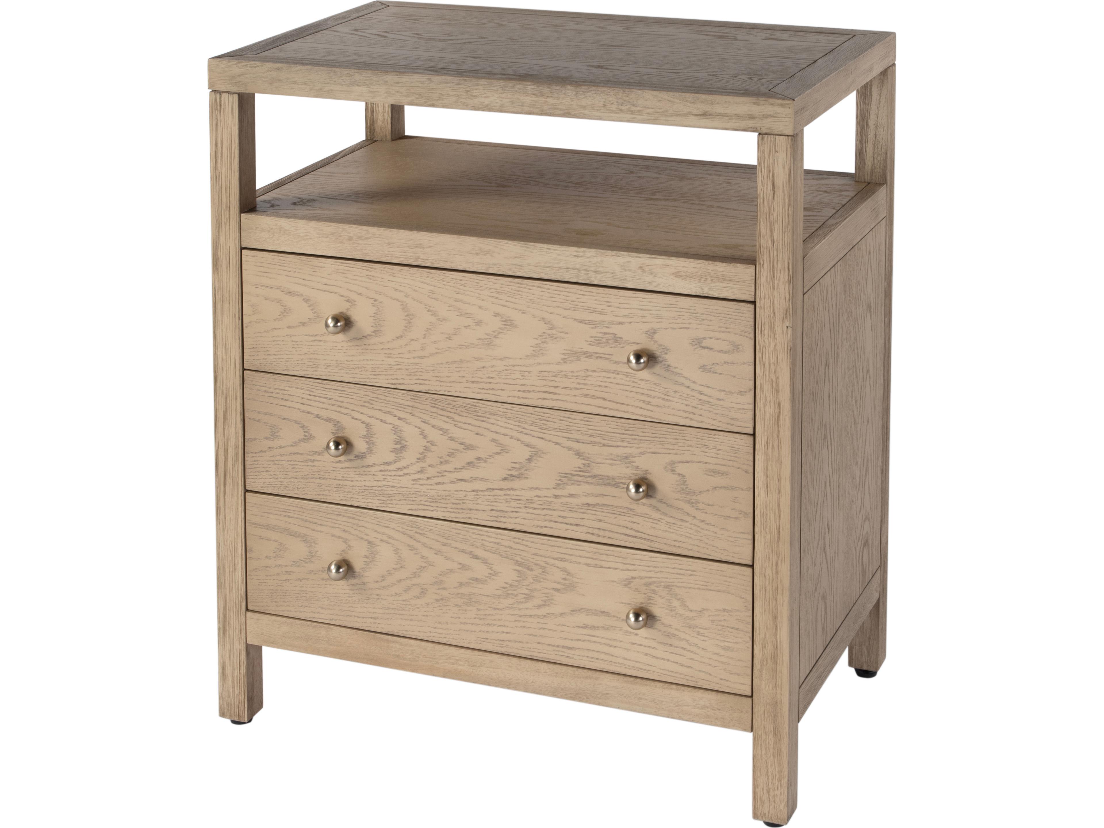 Butler Nora 3-Drawers Natural Acacia Wood Nightstand