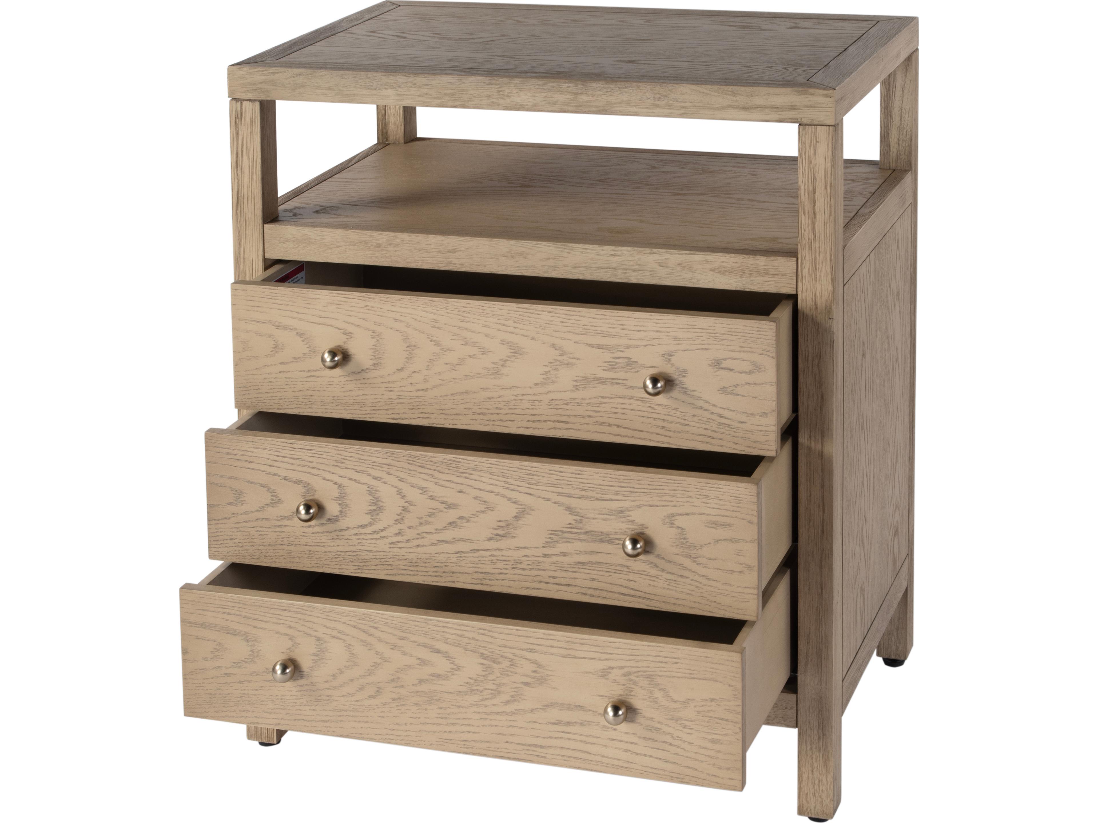 Butler Nora 3-Drawers Natural Acacia Wood Nightstand