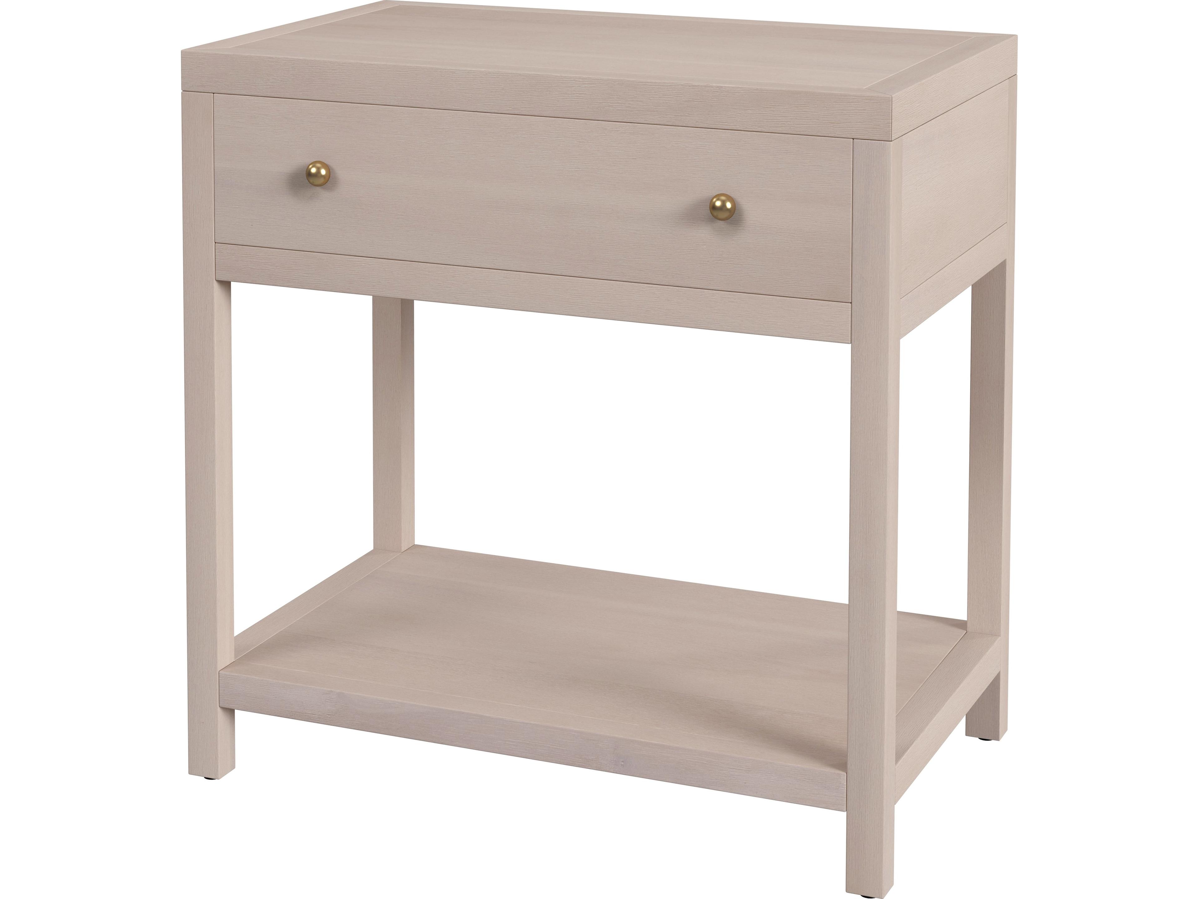 Nora 1-Drawer Beige Acacia Wood Nightstand
