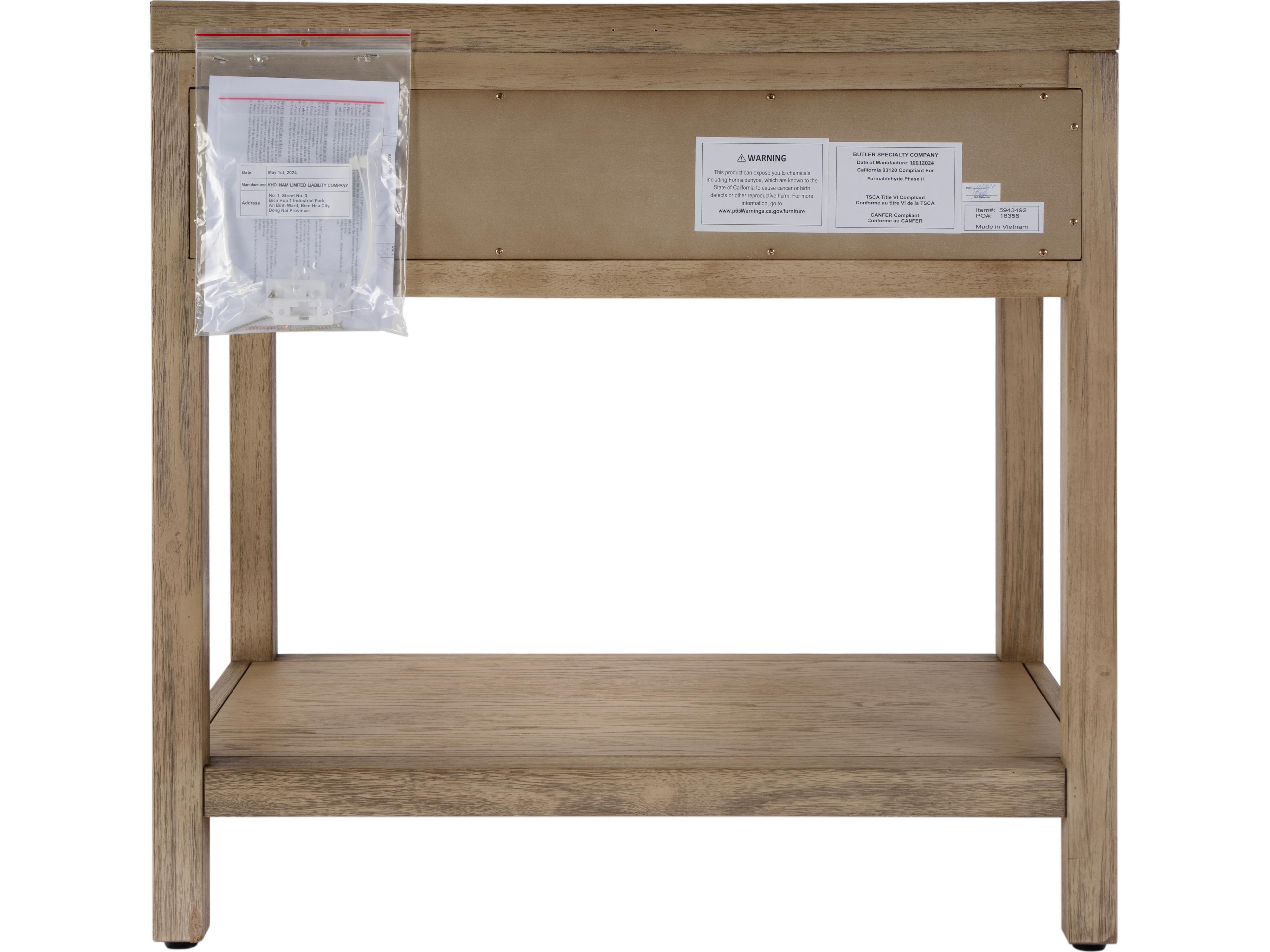 Butler Nora 1-Drawer Natural Acacia Wood Nightstand