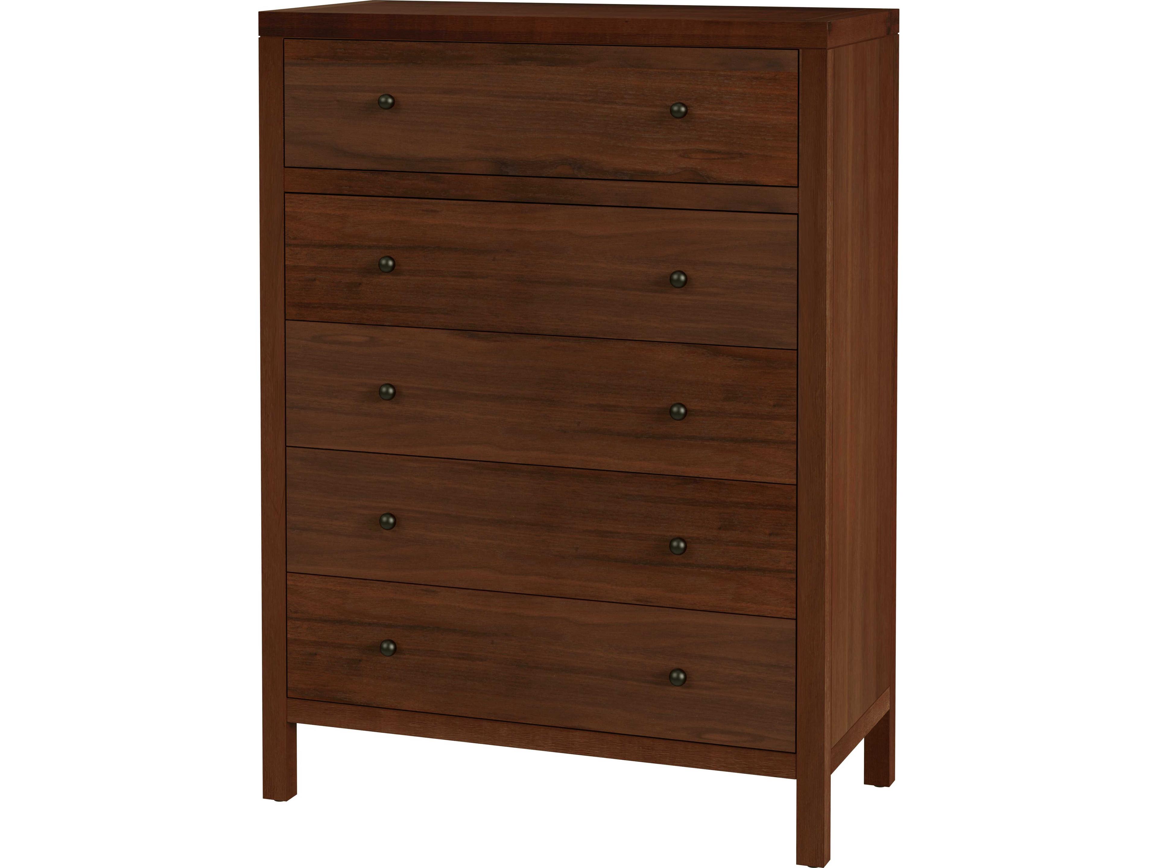 Nora 5-Drawers Brown Acacia Wood Dresser