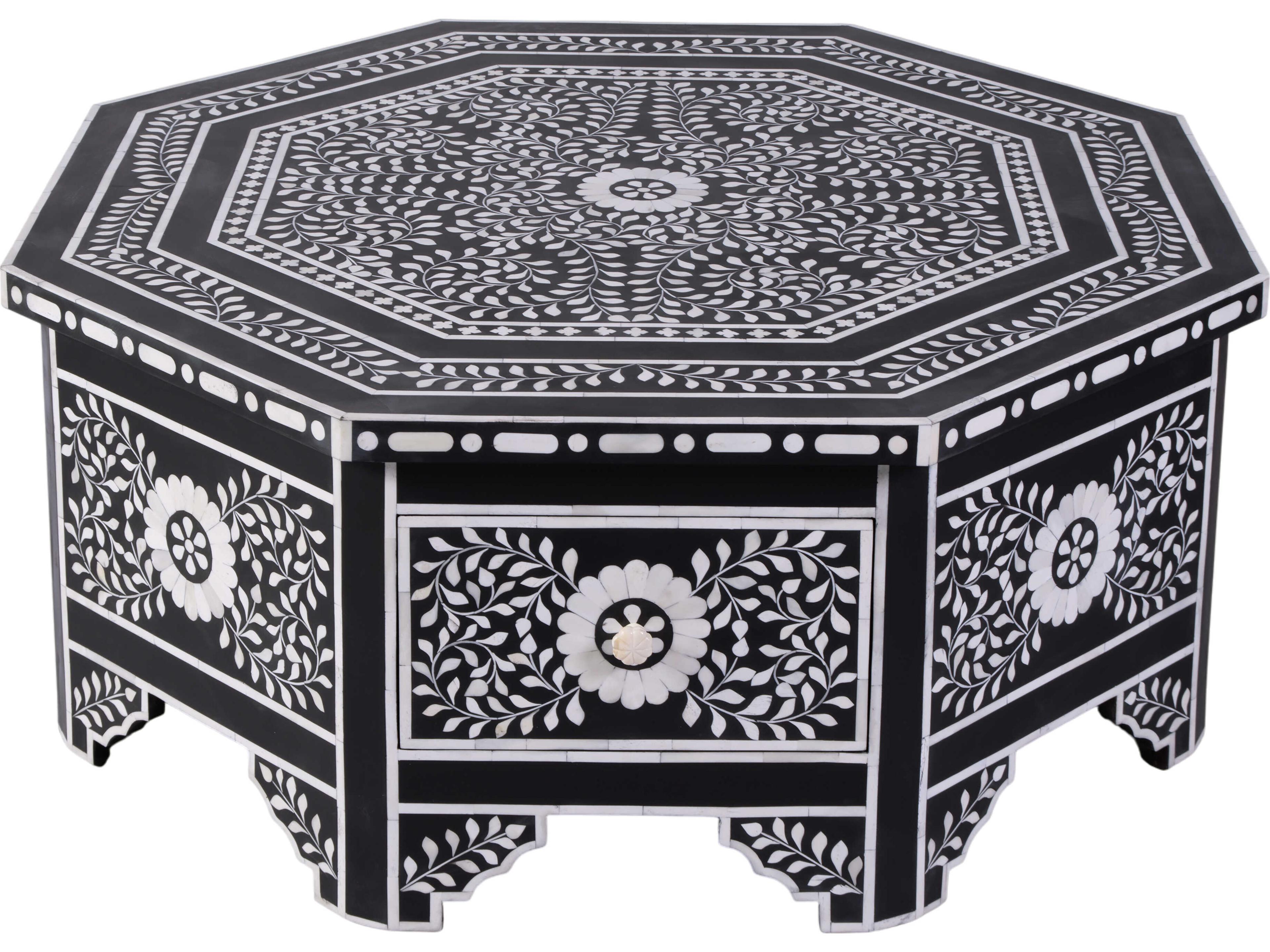 Blackwell Hexagon Resin Black And White Coffee Table