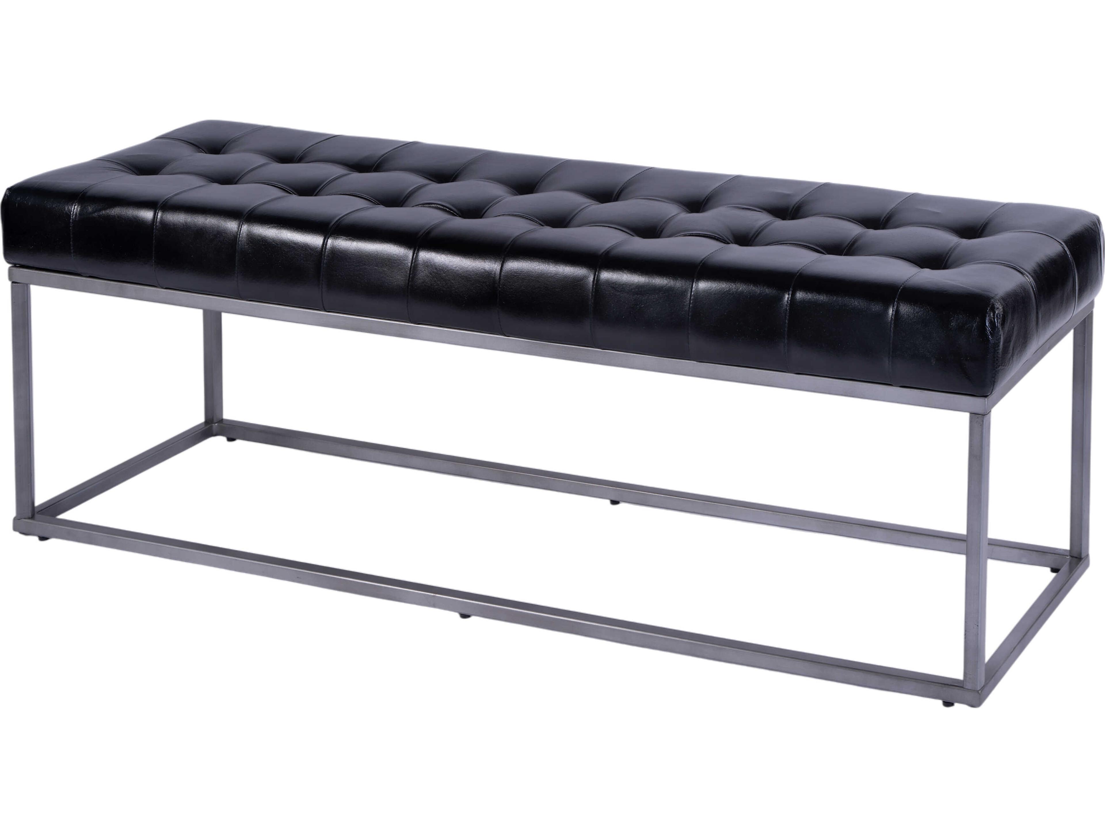 Knox Black Leather Accent Bench
