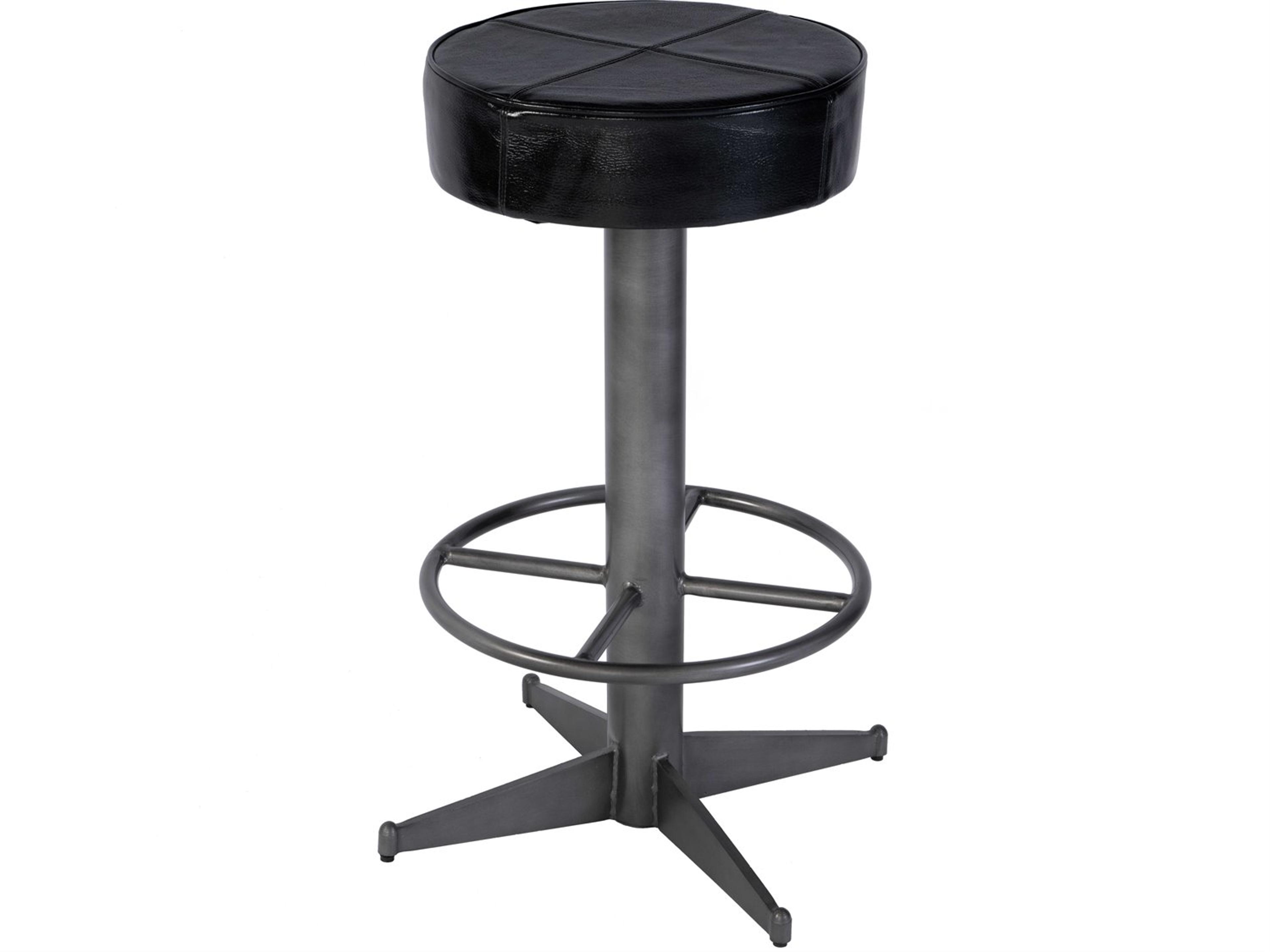 Malcolm Black Leather Swivel Bar Stool