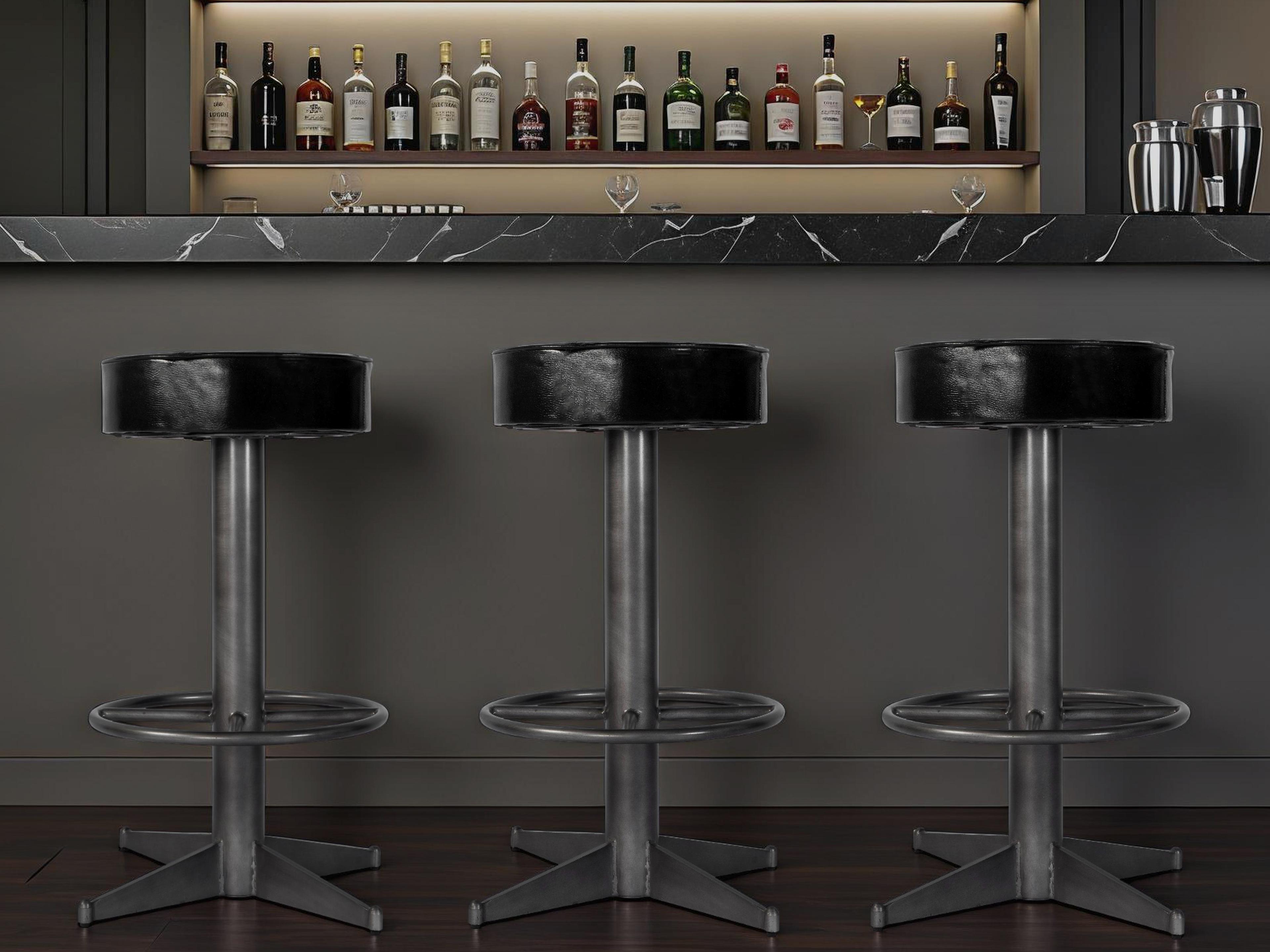 Butler Malcolm Black Leather Swivel Bar Stool