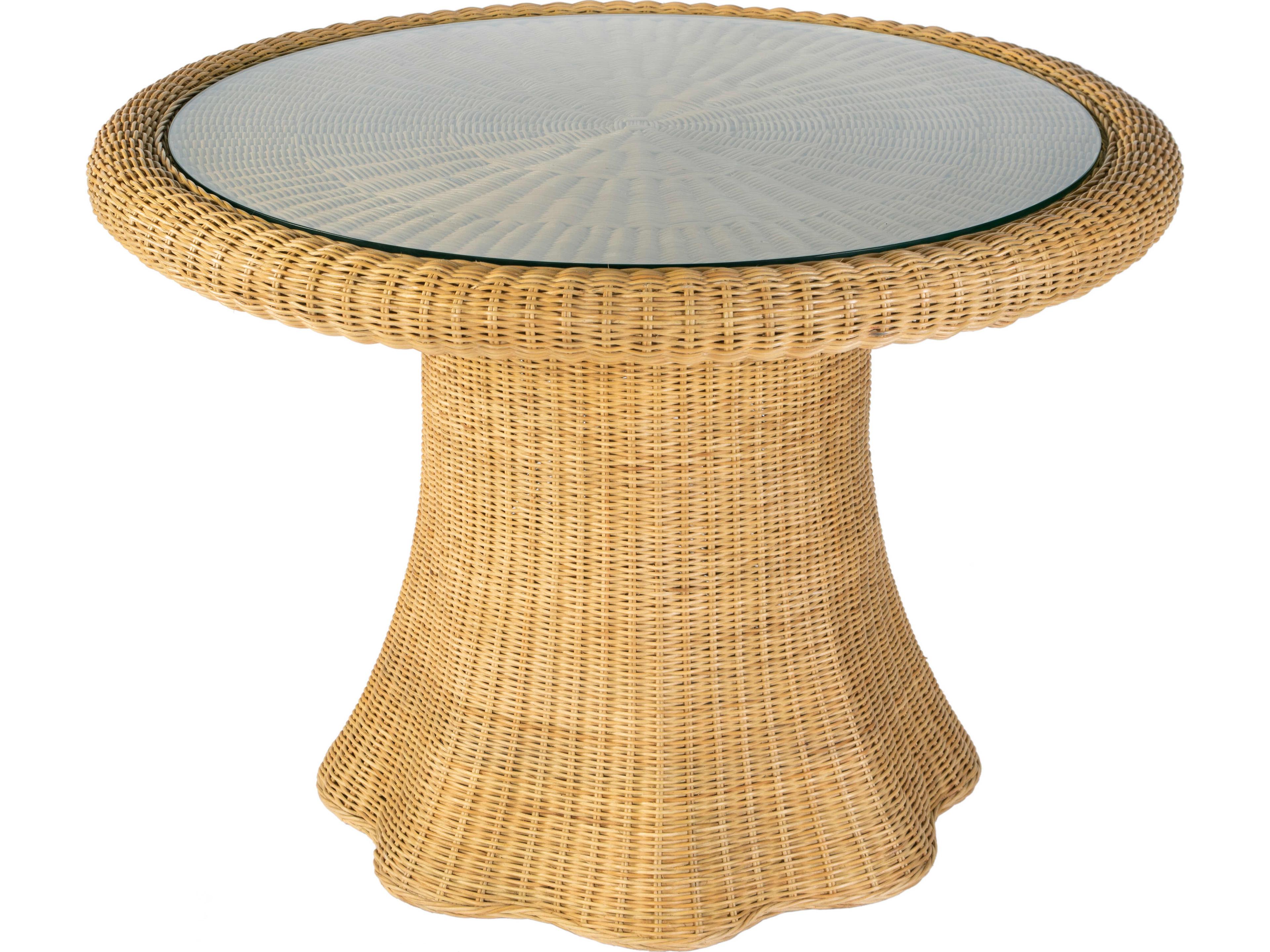 Flora Round Glass Natural Dining Table