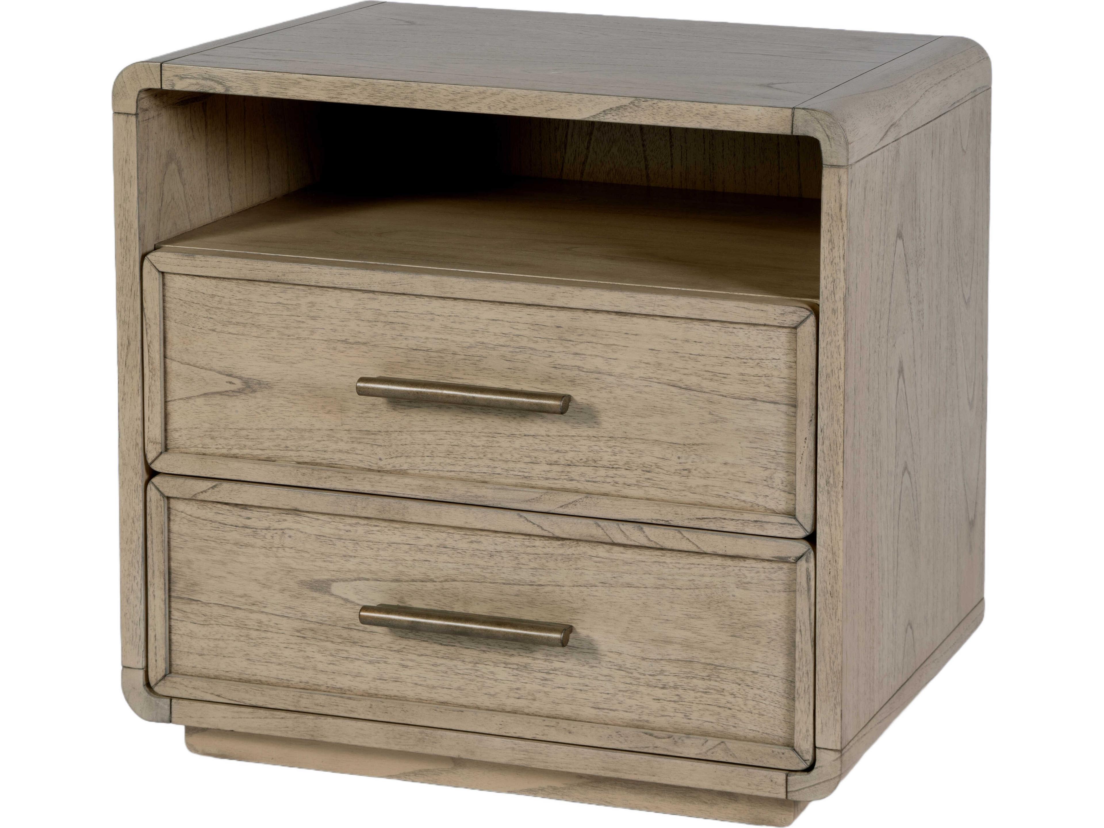 Keenan 2-Drawers Brown Mindi Wood Nightstand