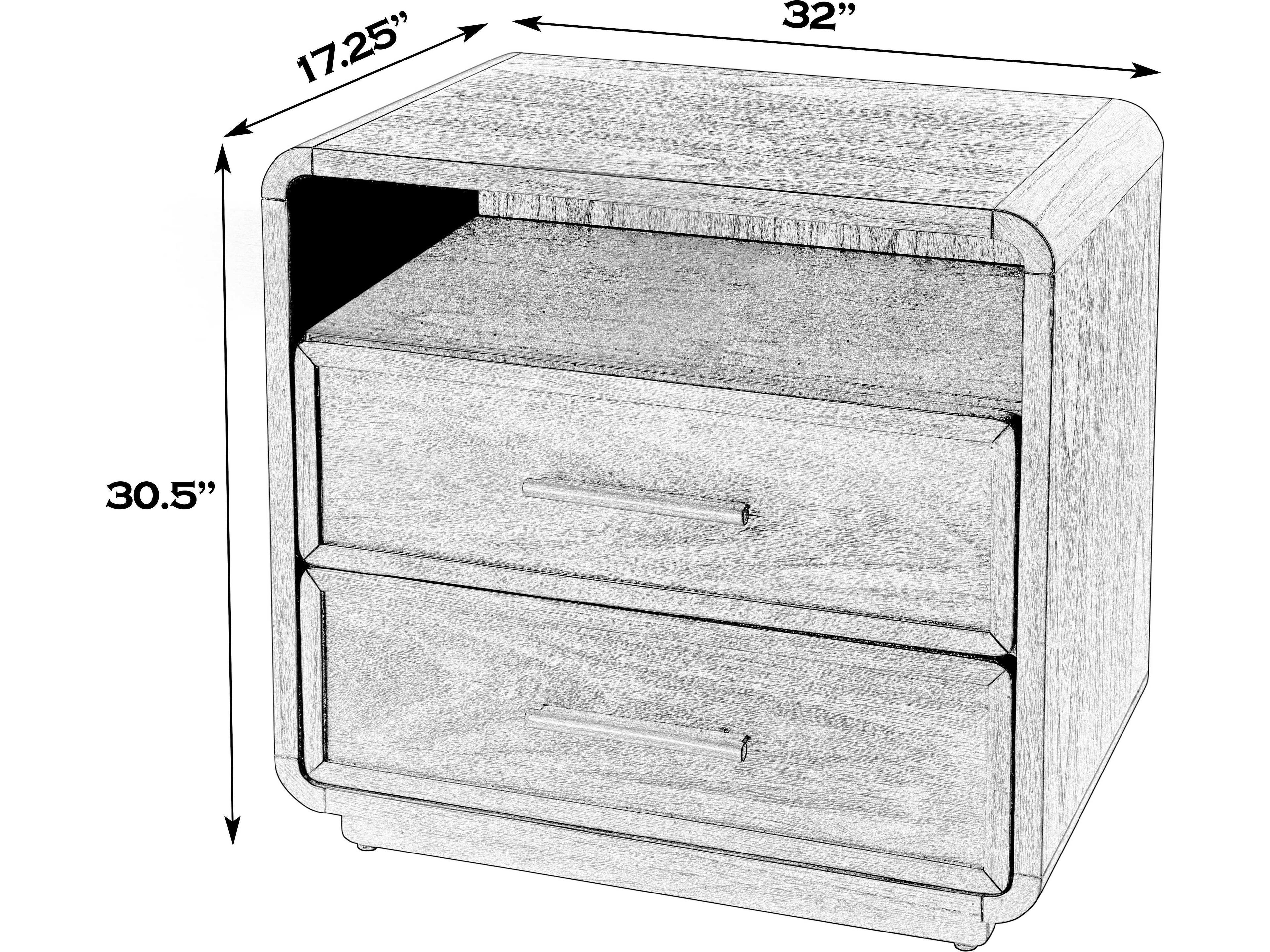 Butler Keenan 2-Drawers Brown Mindi Wood Nightstand