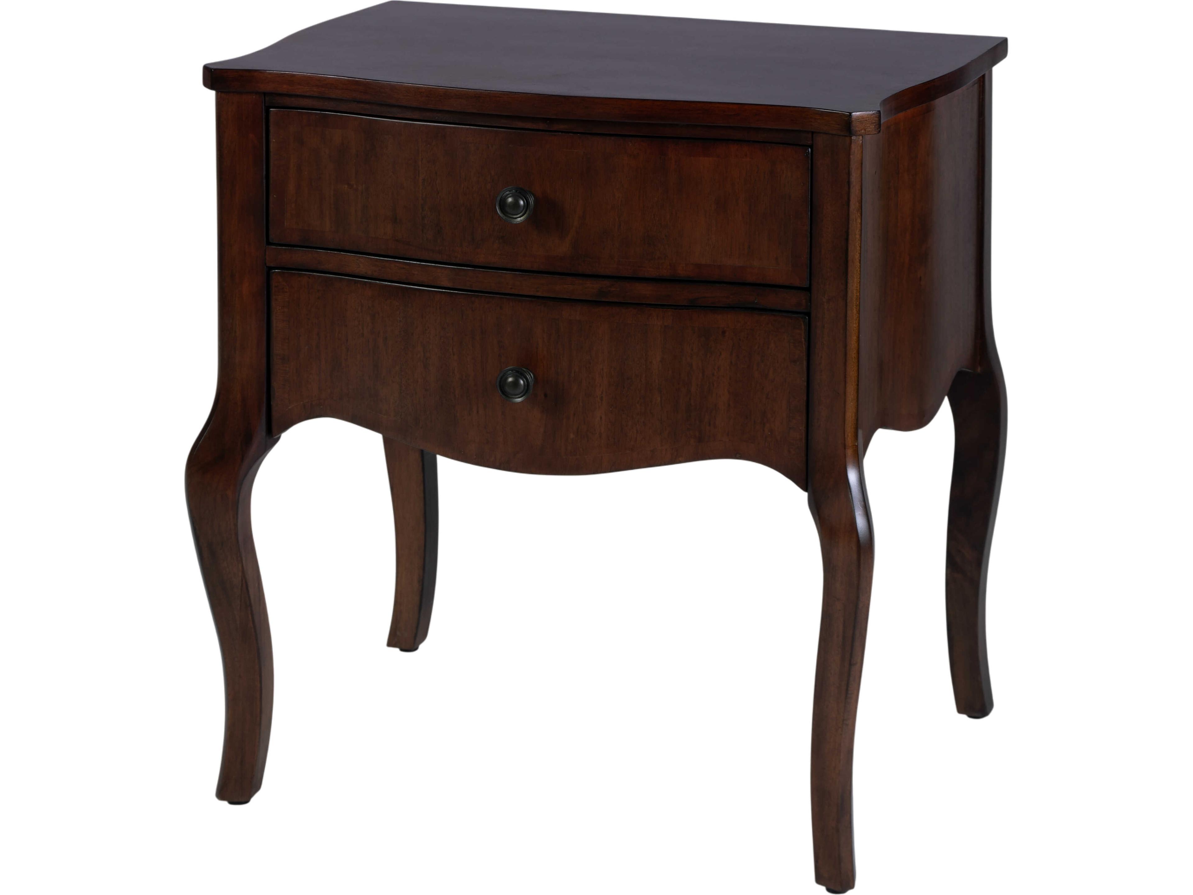 Beasley 2-Drawers Brown Mahogany Wood Nightstand