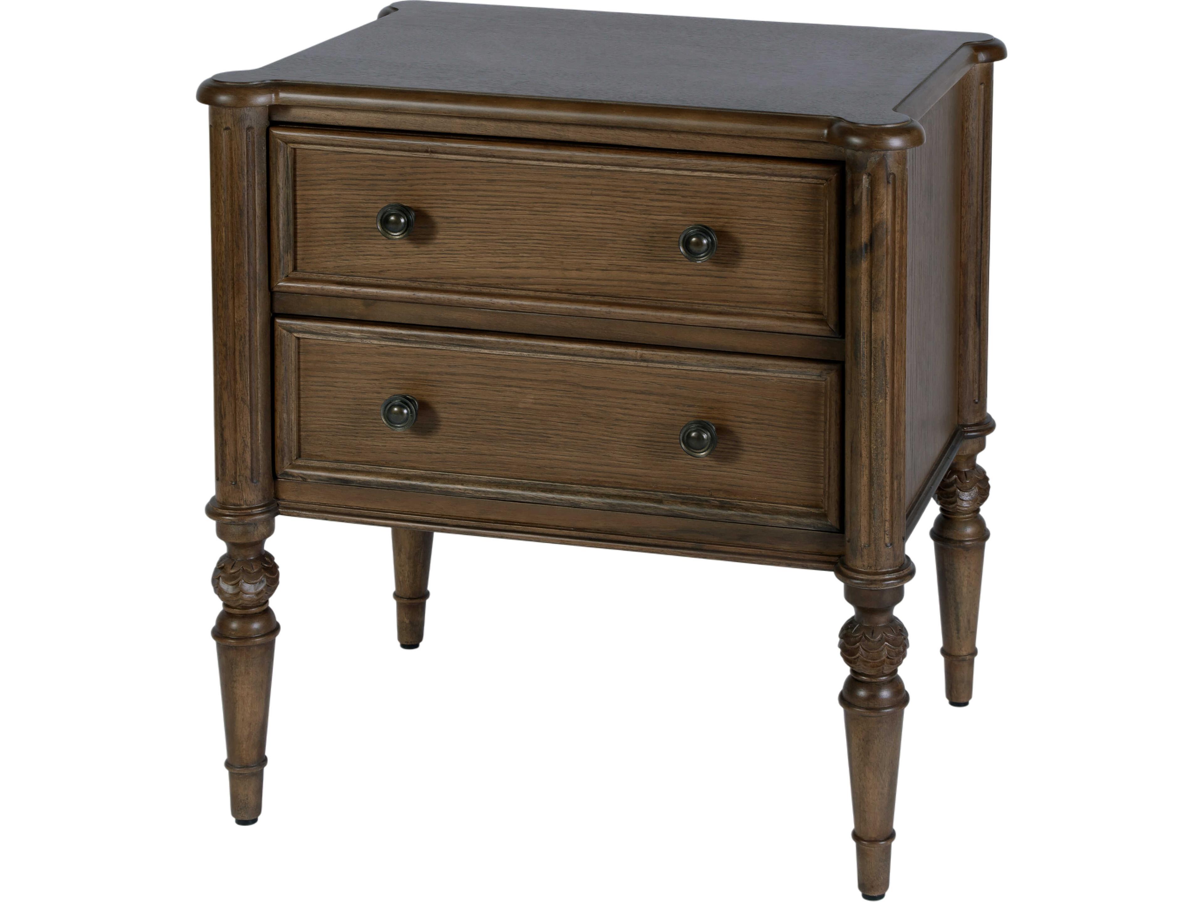Ginny 2-Drawers Mahogany Wood Nightstand