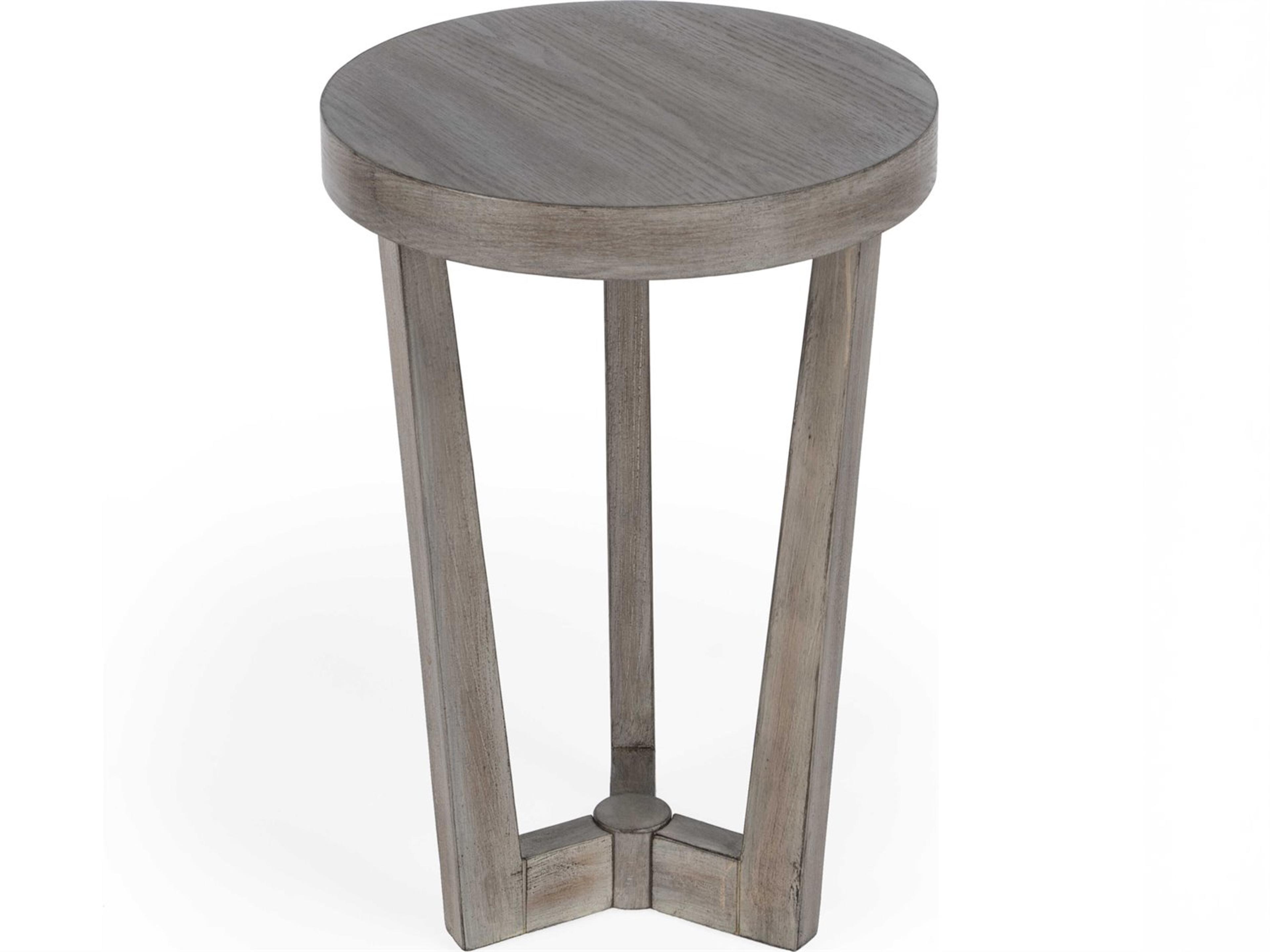Aphra Round Wood Gray End Table