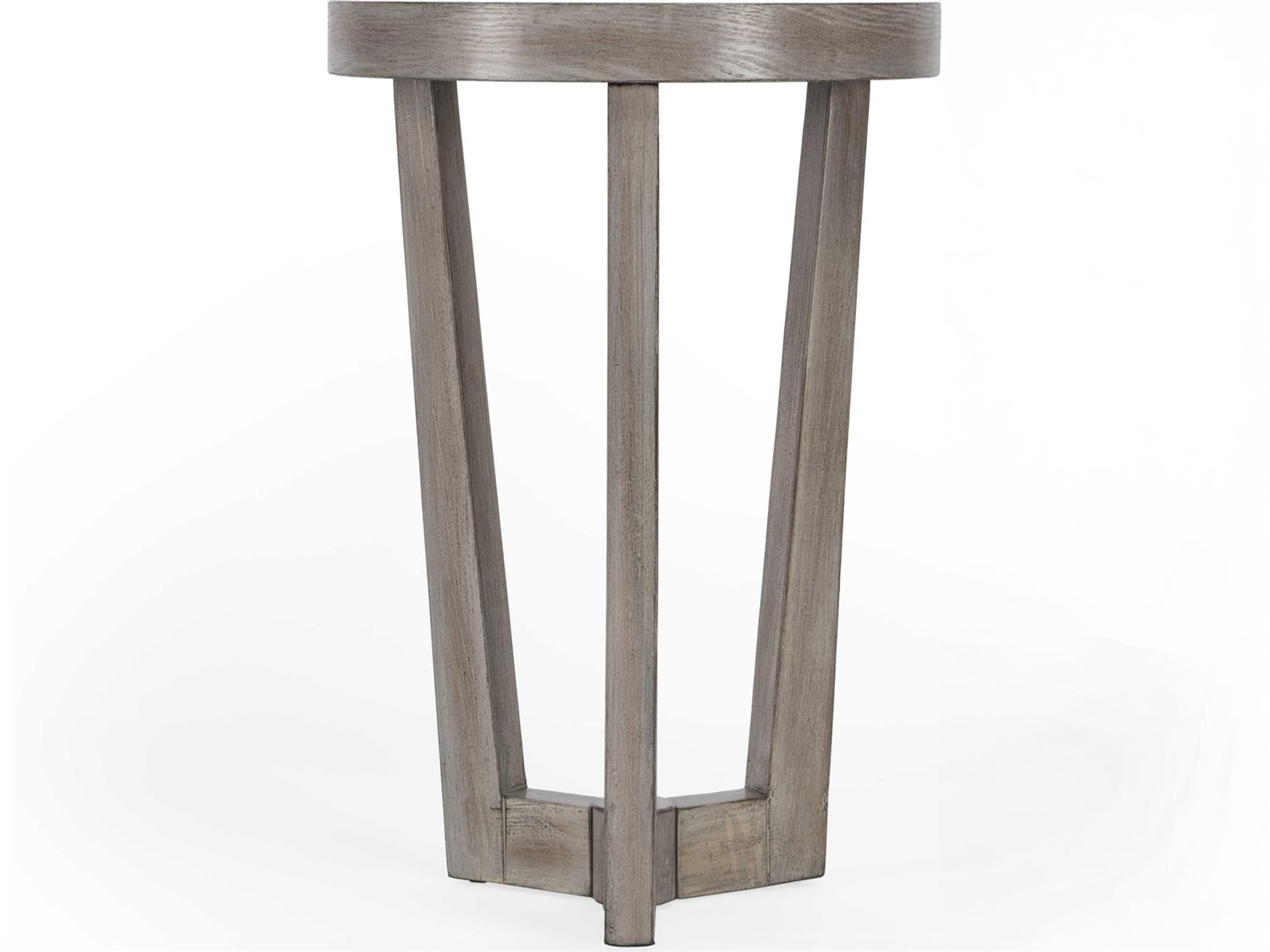 Butler Aphra Round Wood Gray End Table