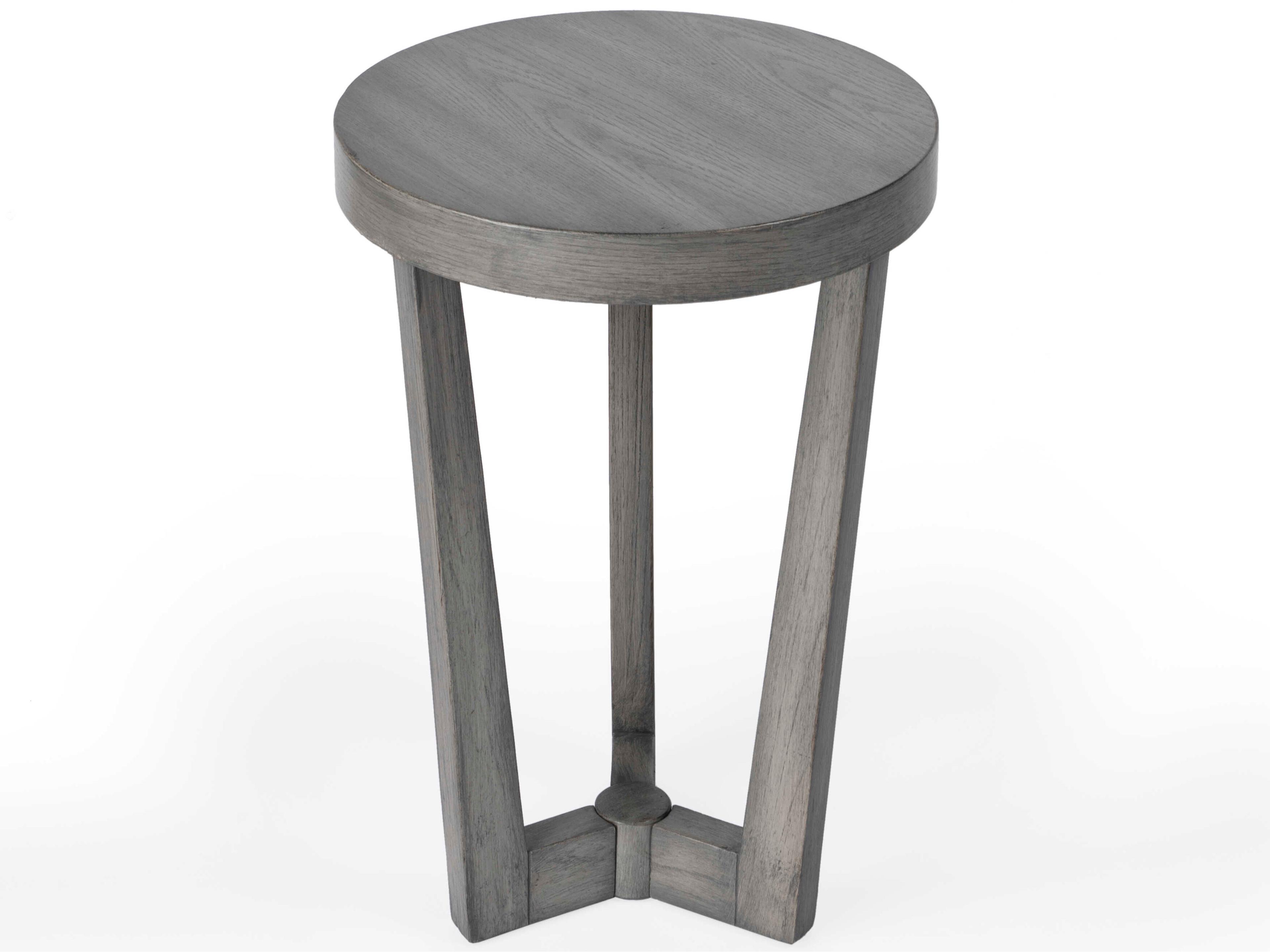 Aphra Round Powder Gray End Table