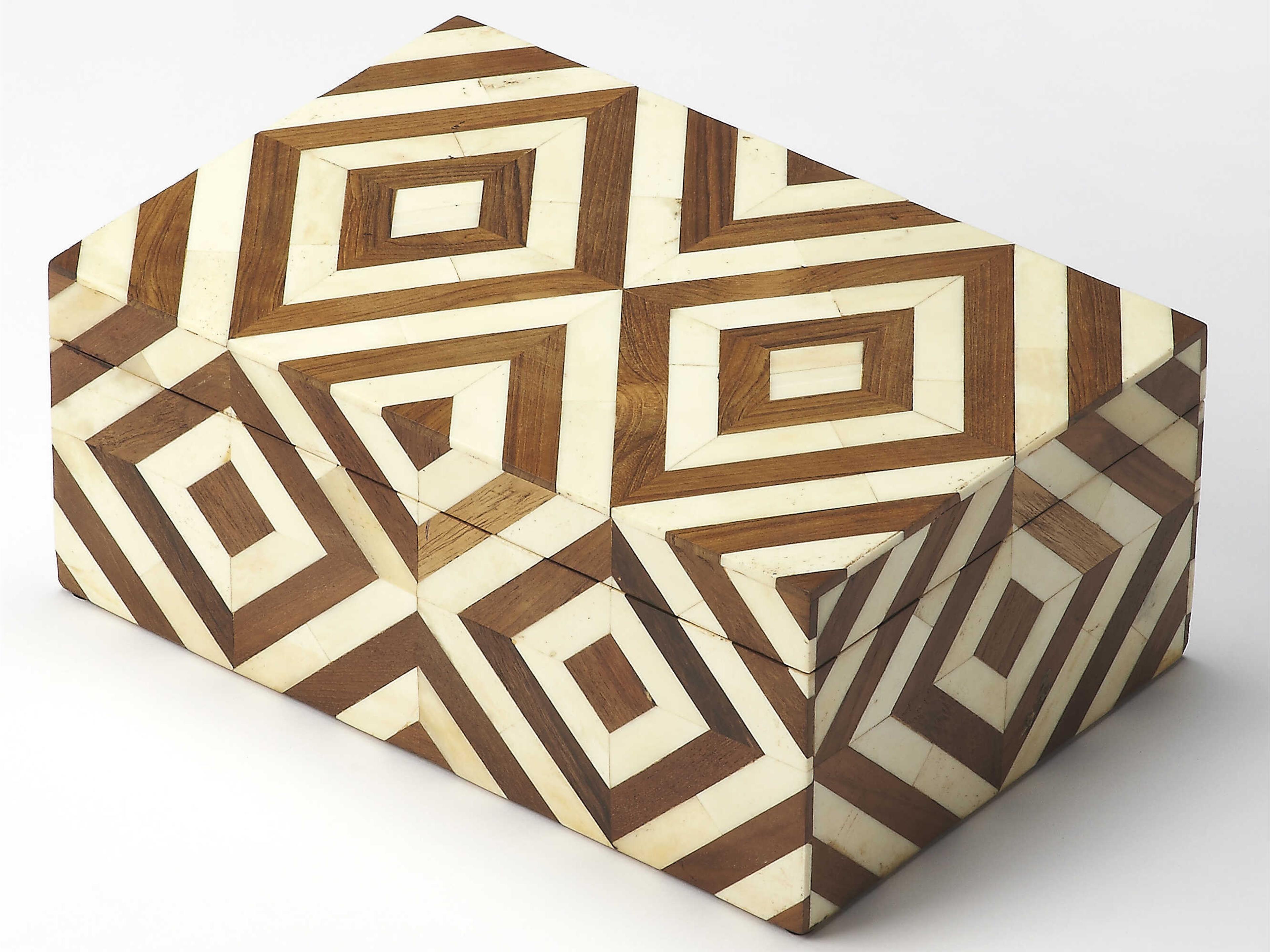 Maya Wood & Bone Inlay Storage Box