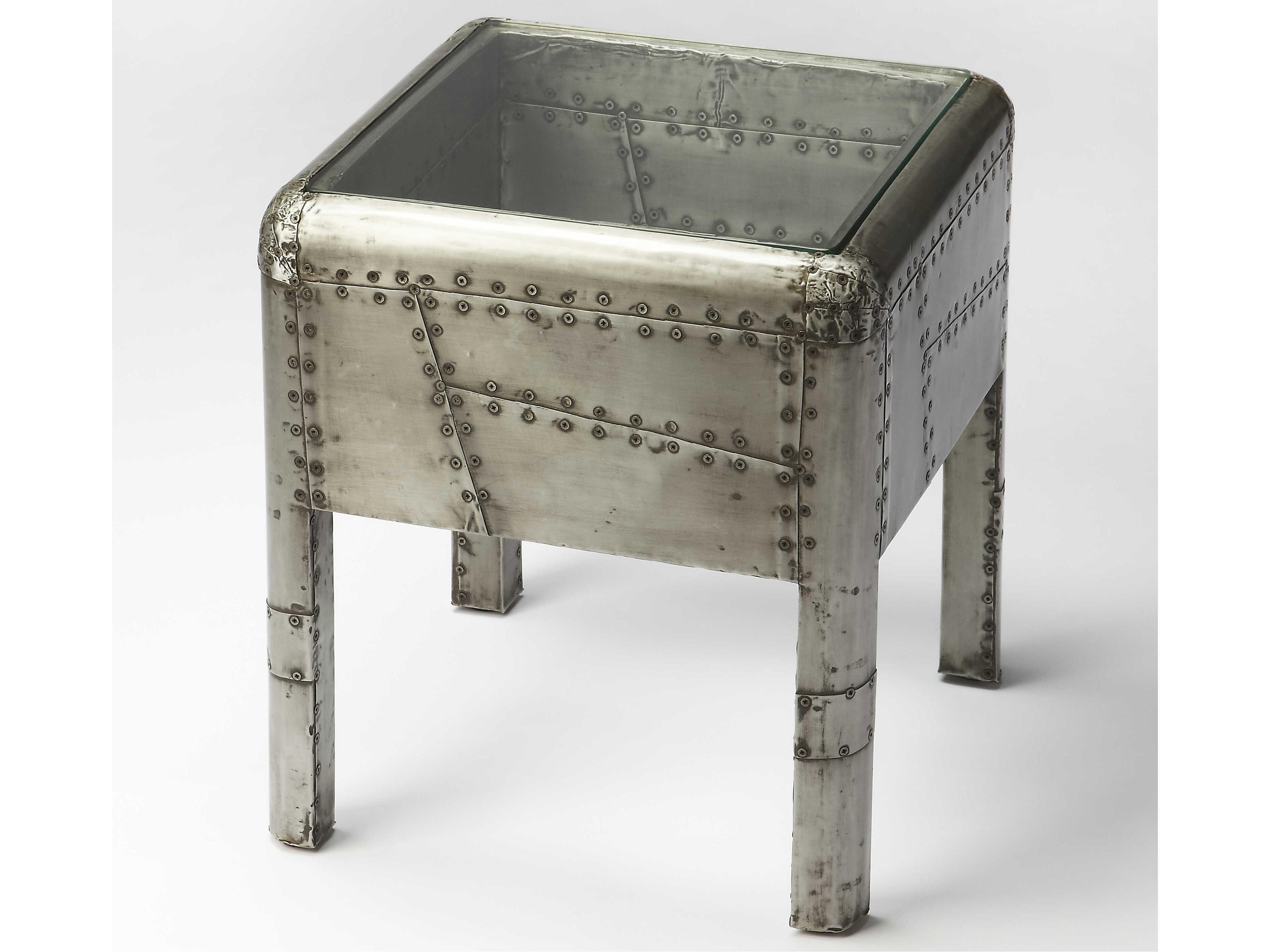 Midway Square Glass Metalworks End Table