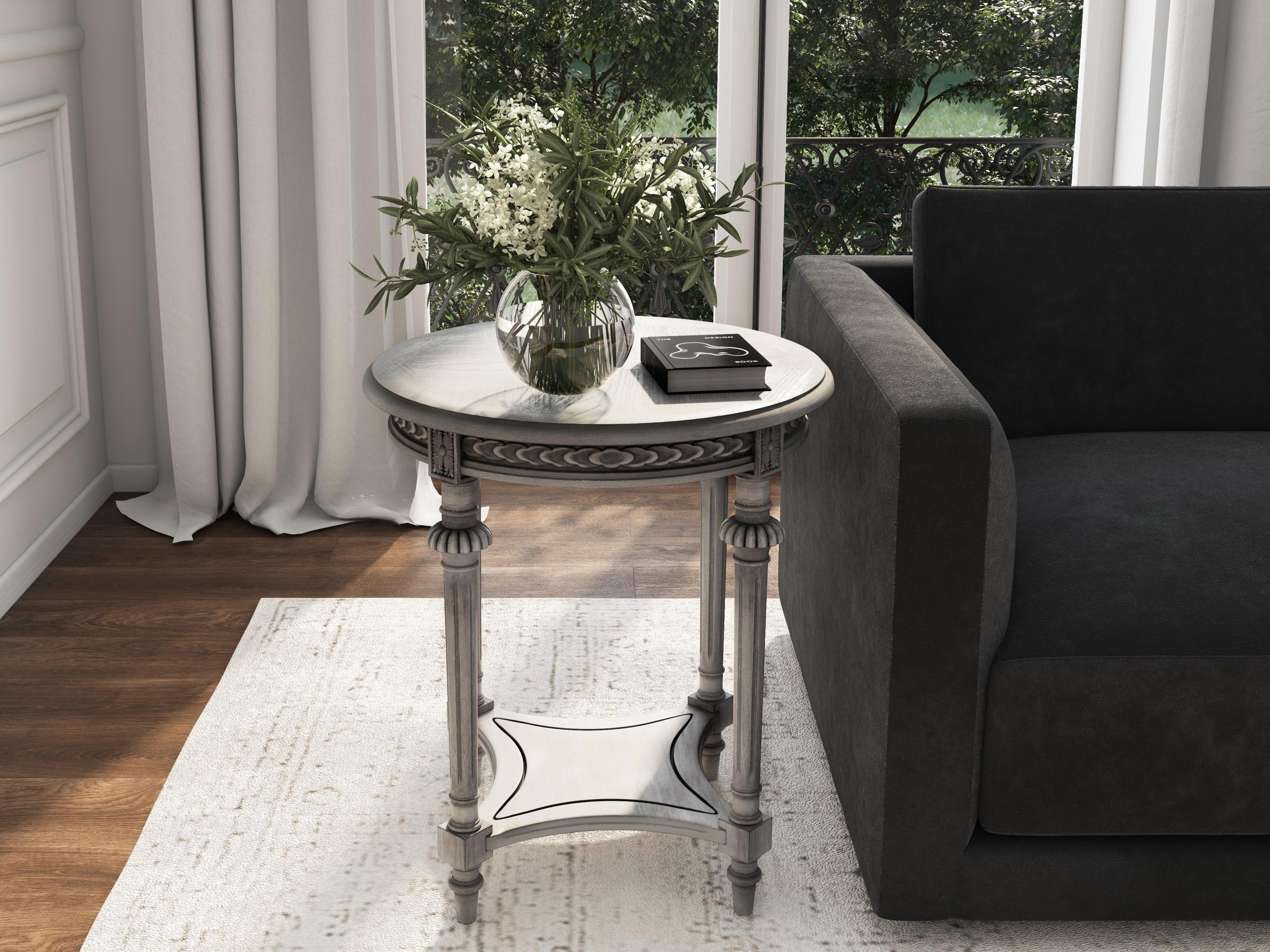 Butler Hellinger Round Wood Gray End Table