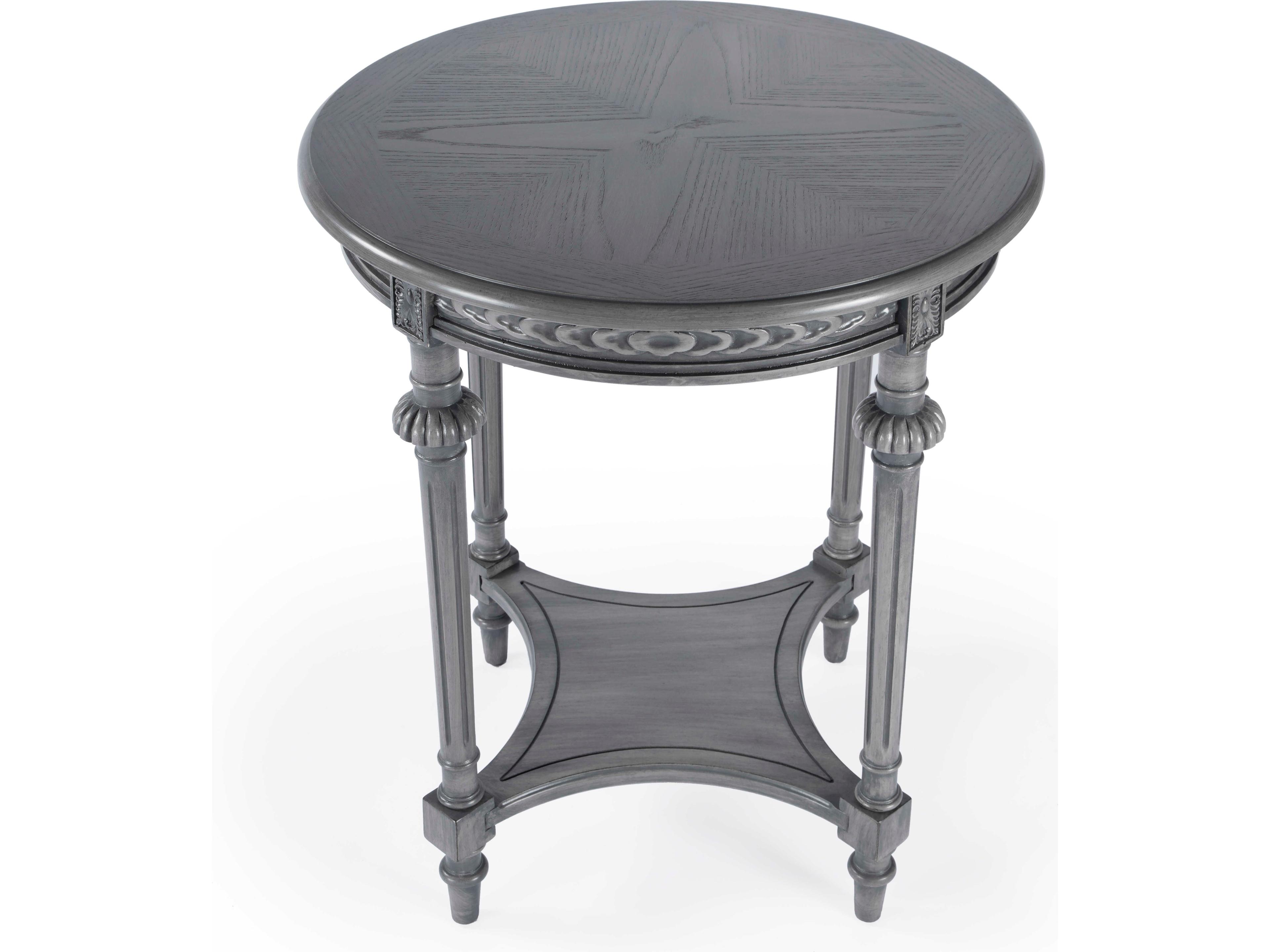 Butler Hellinger Round Wood Gray End Table