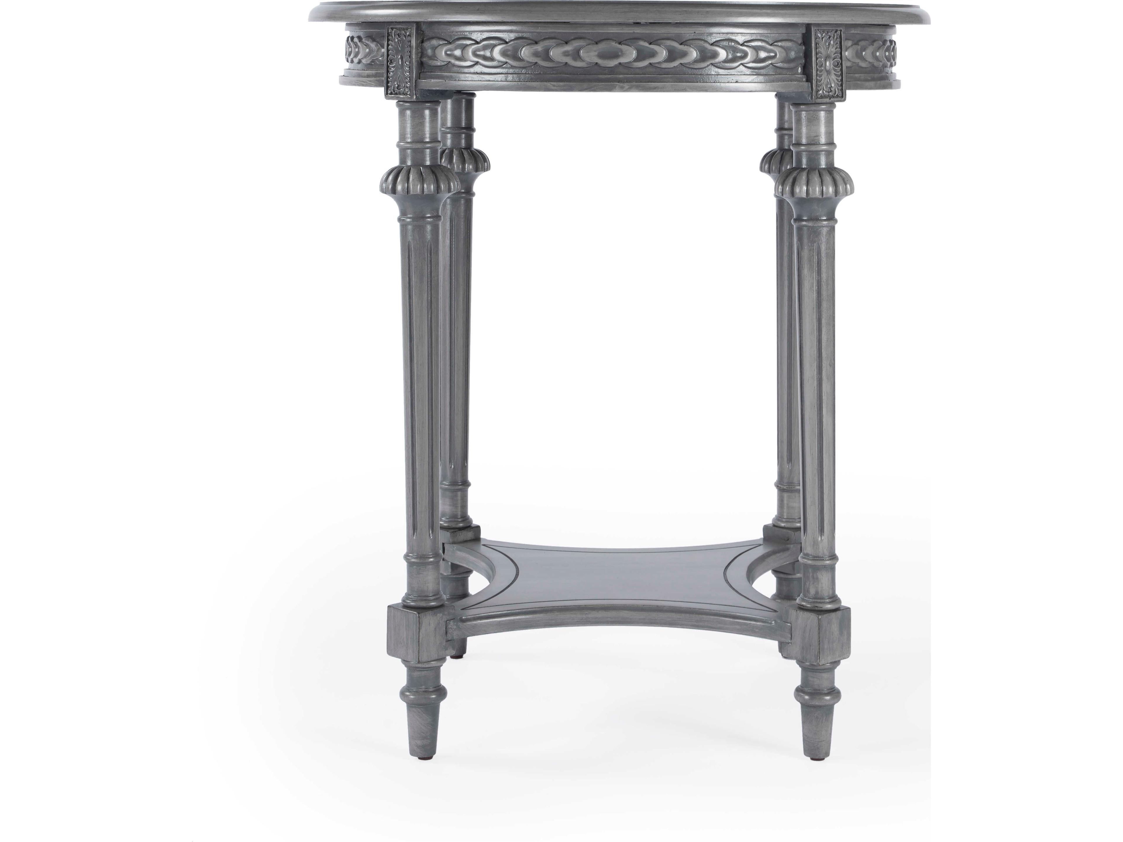 Butler Hellinger Round Wood Gray End Table