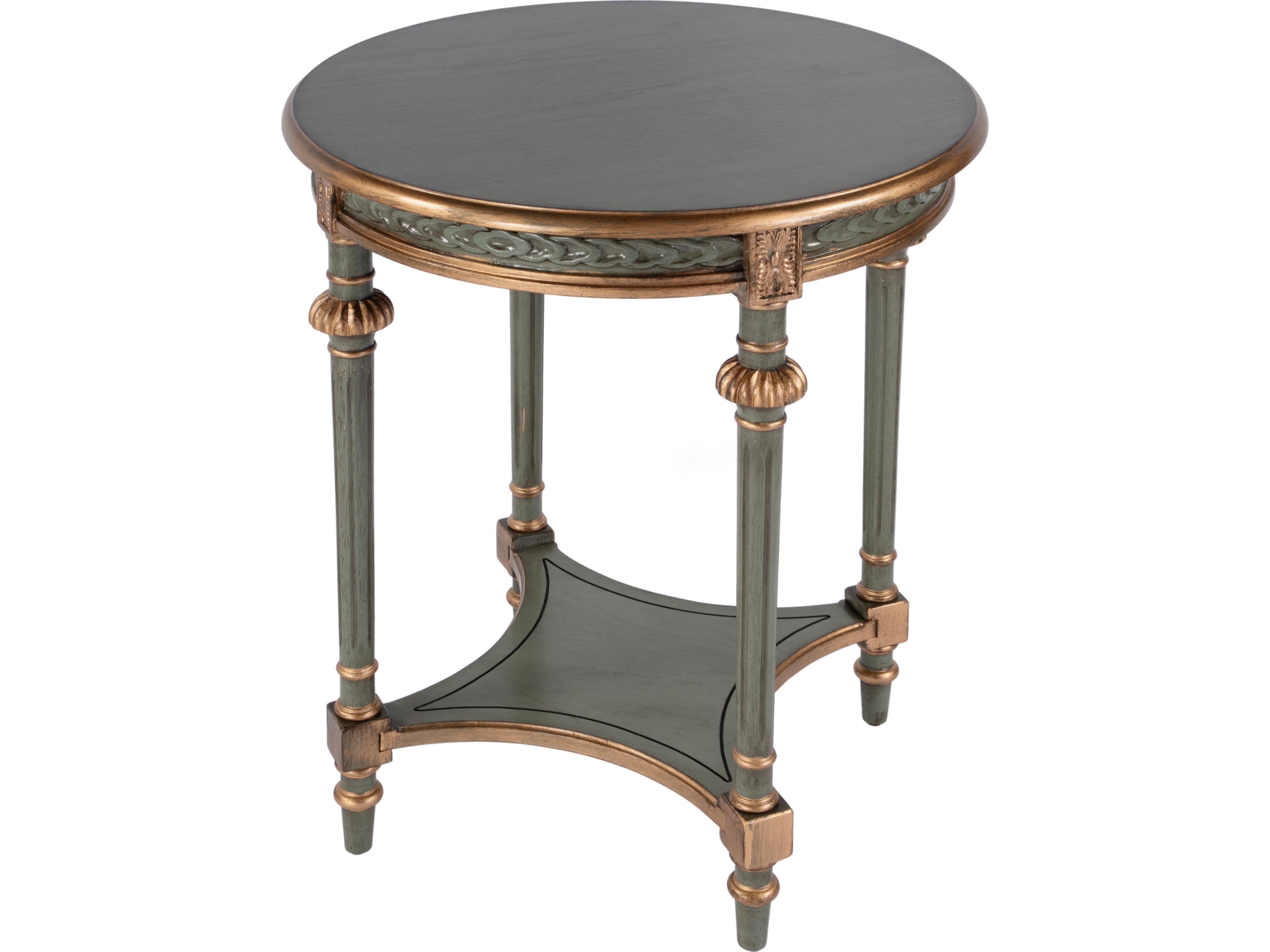 Hellinger Round Wood Royal Pastel Green End Table