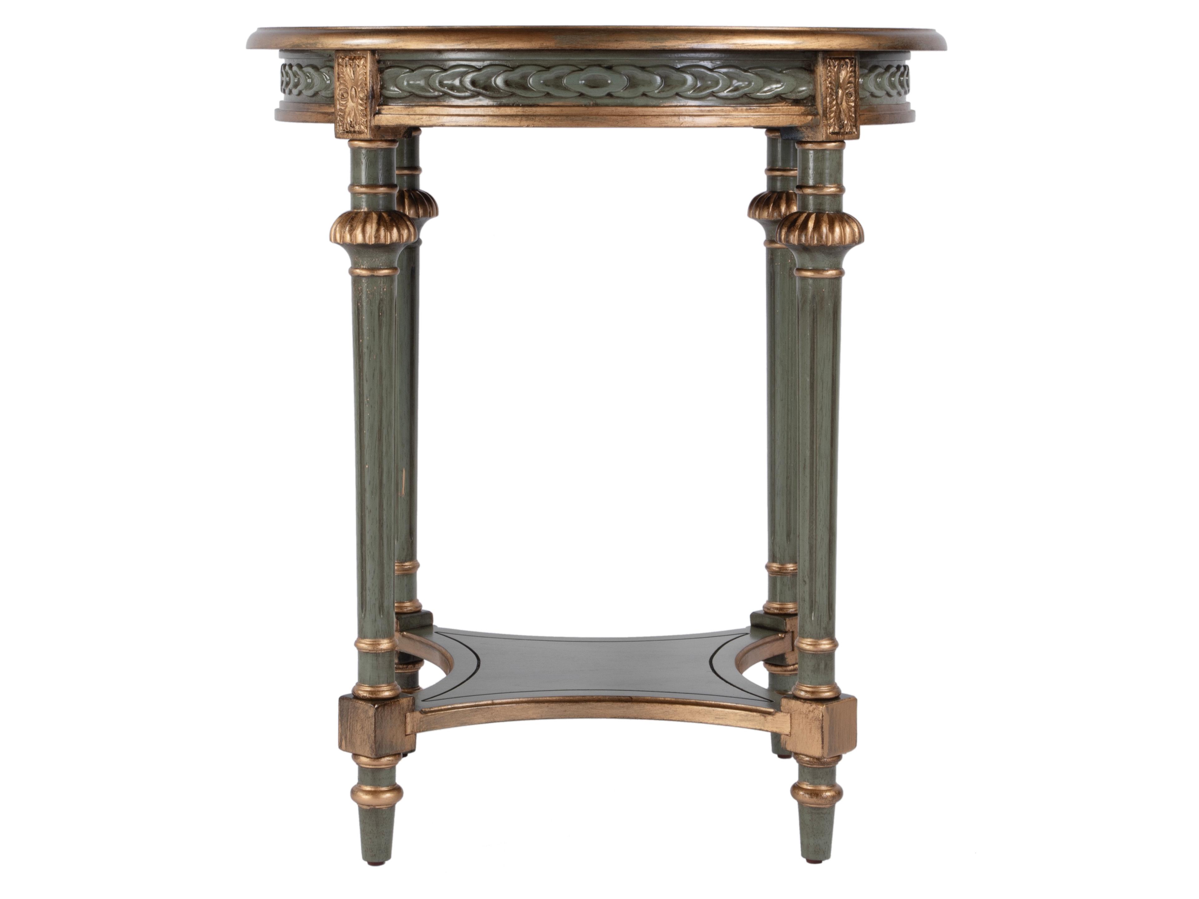 Butler Hellinger Round Wood Royal Pastel Green End Table