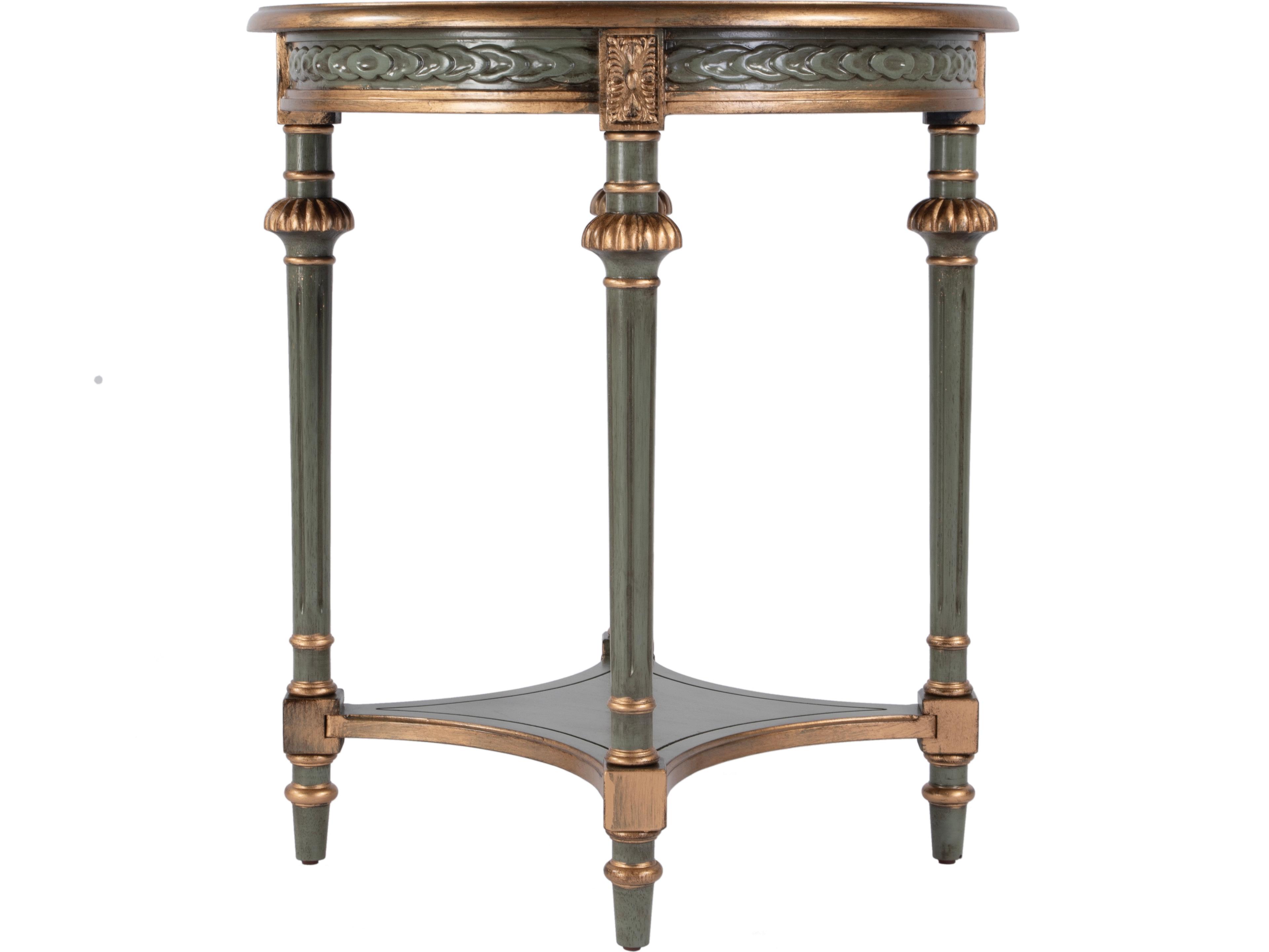 Butler Hellinger Round Wood Royal Pastel Green End Table