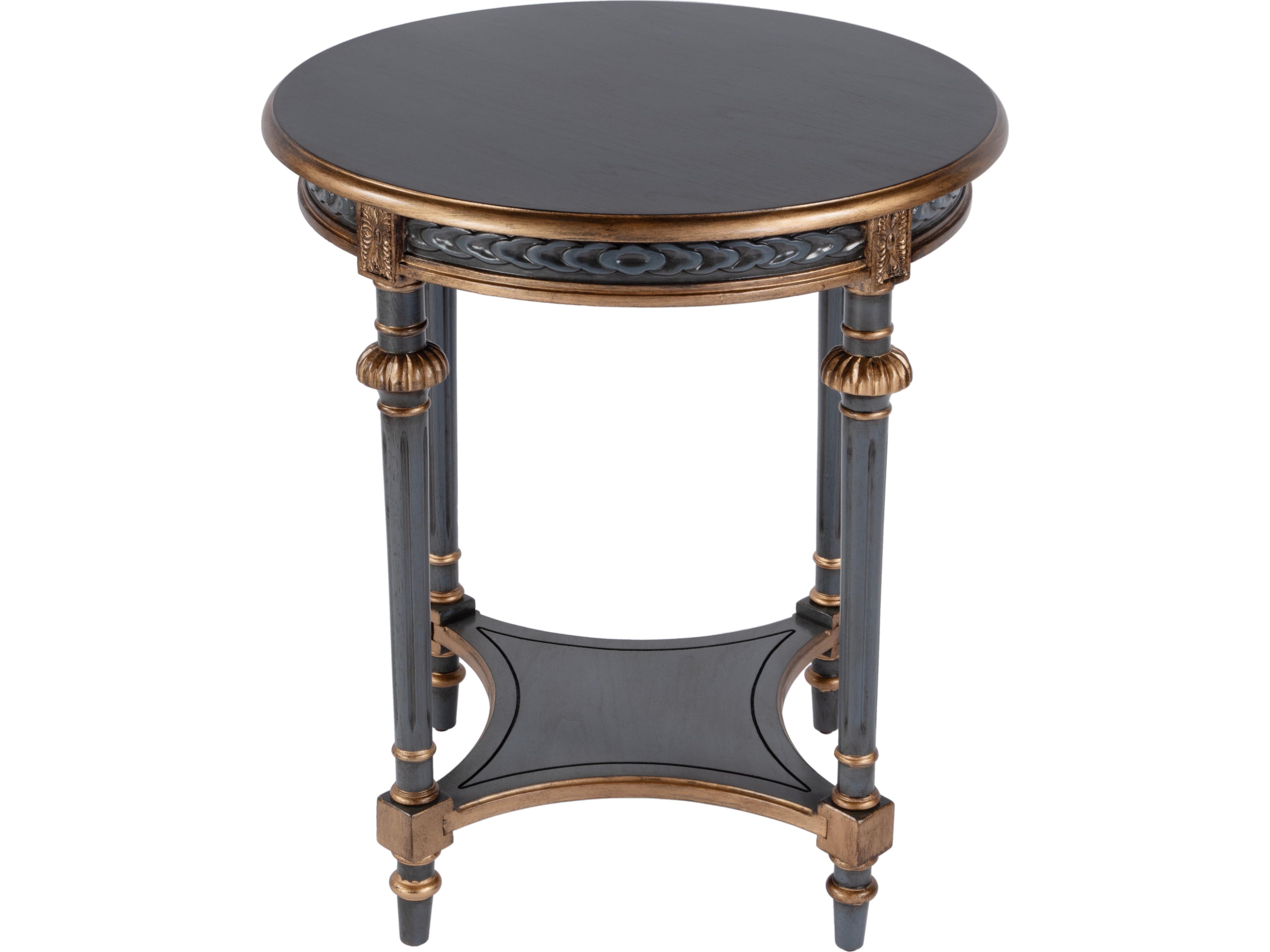 Butler Hellinger Round Wood Royal Pastel Blue End Table