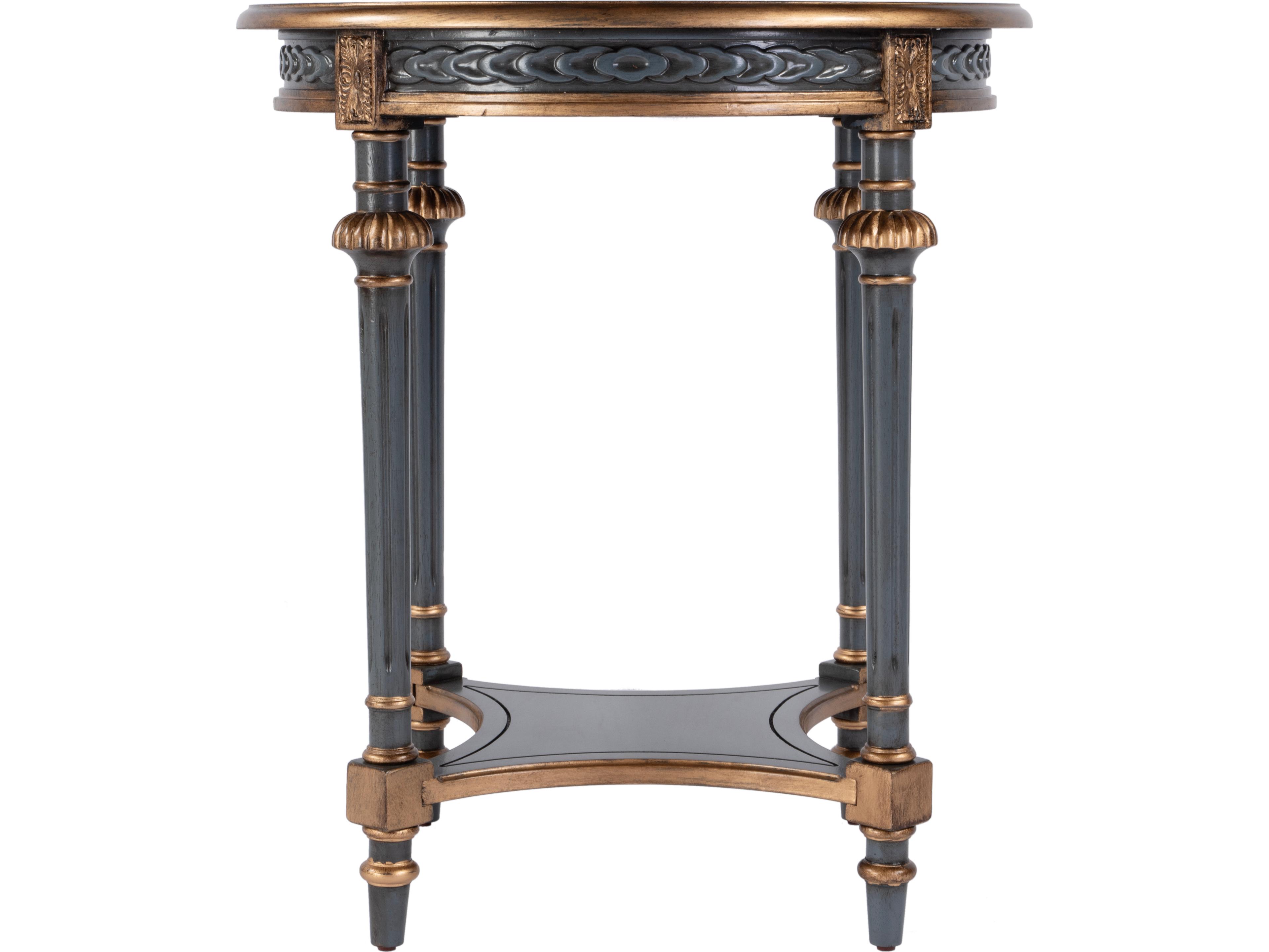 Butler Hellinger Round Wood Royal Pastel Blue End Table