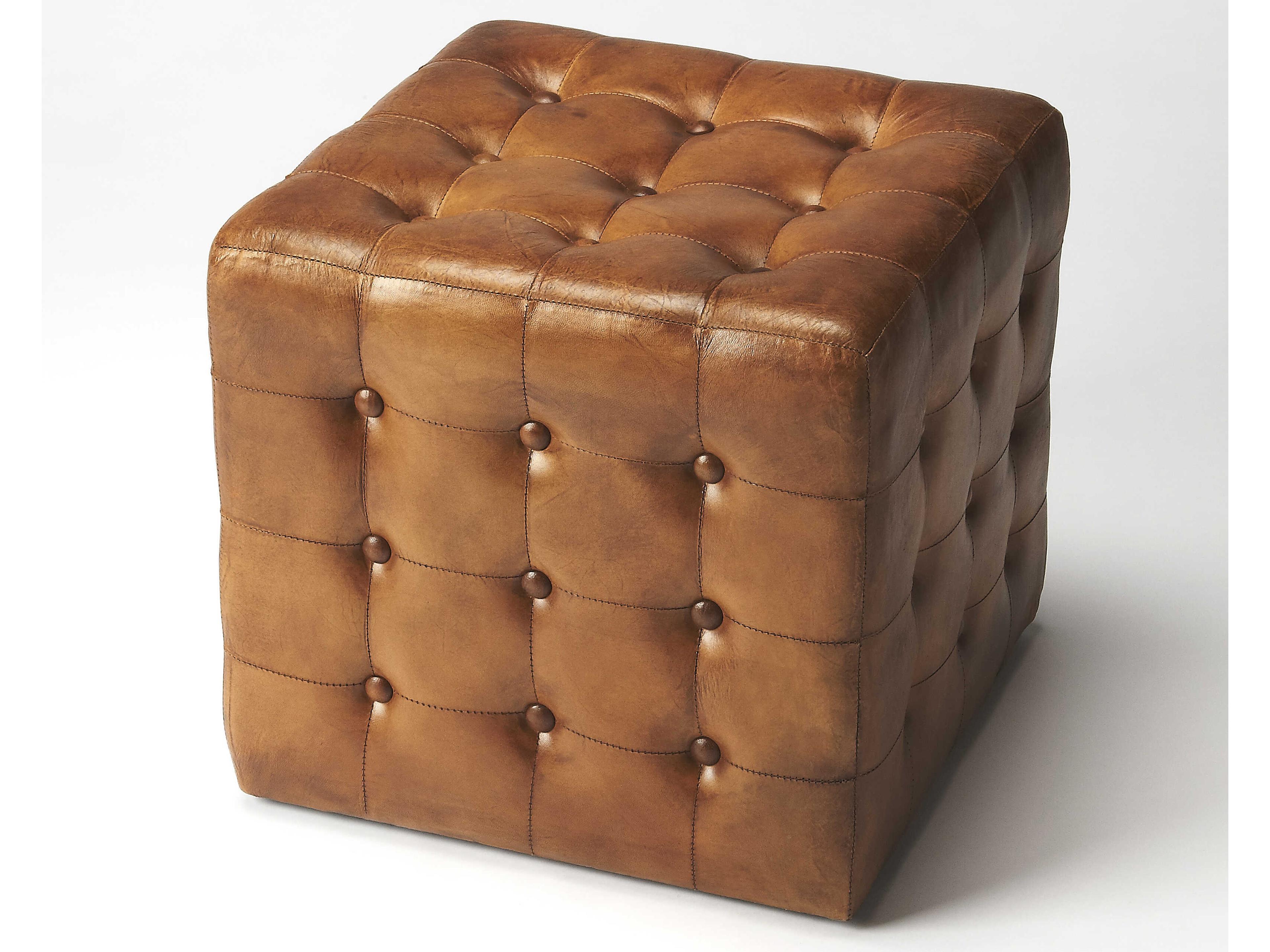 Leon Brown Leather Ottoman