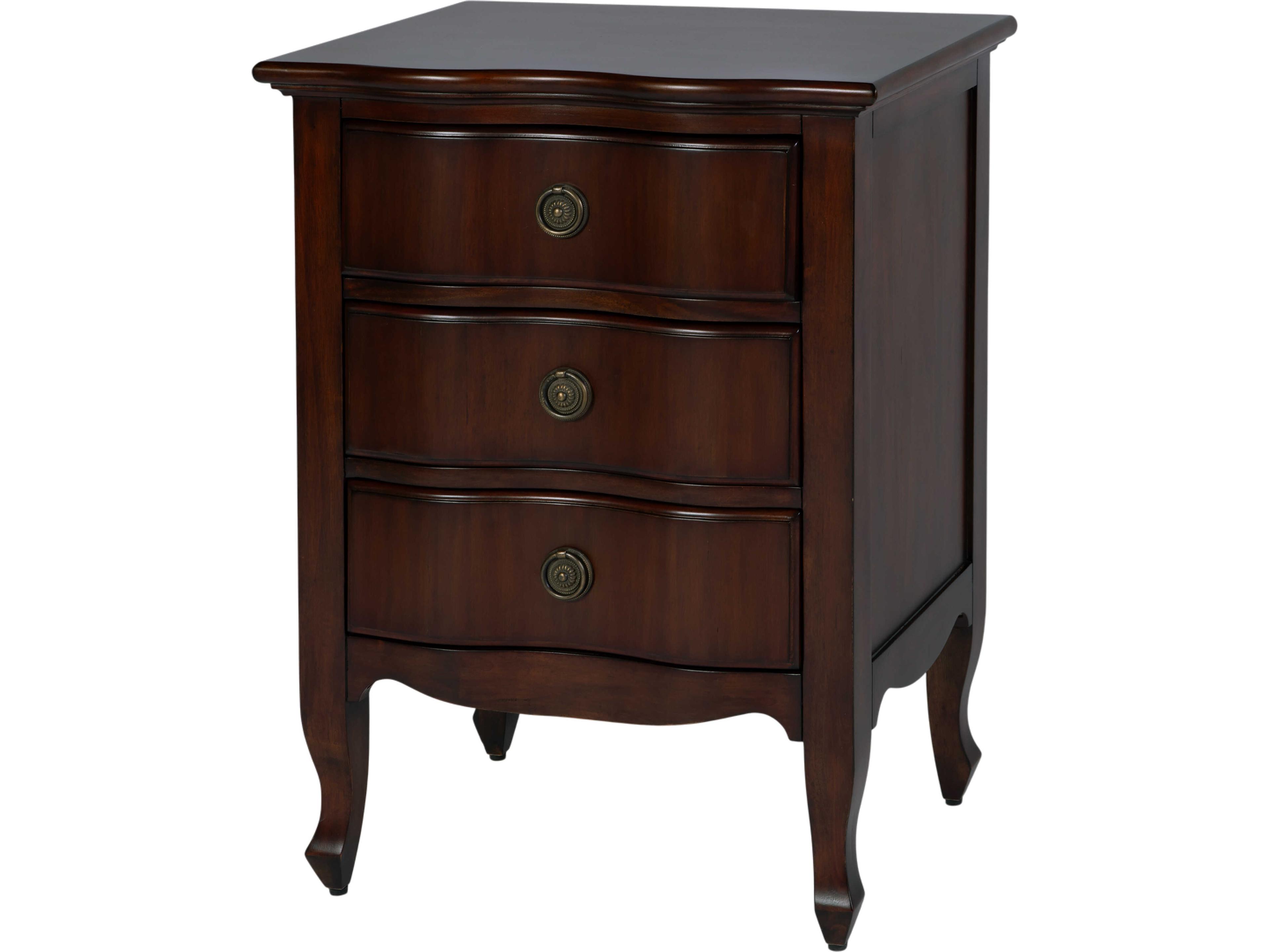 Nigel 3-Drawers Mahogany Wood Nightstand