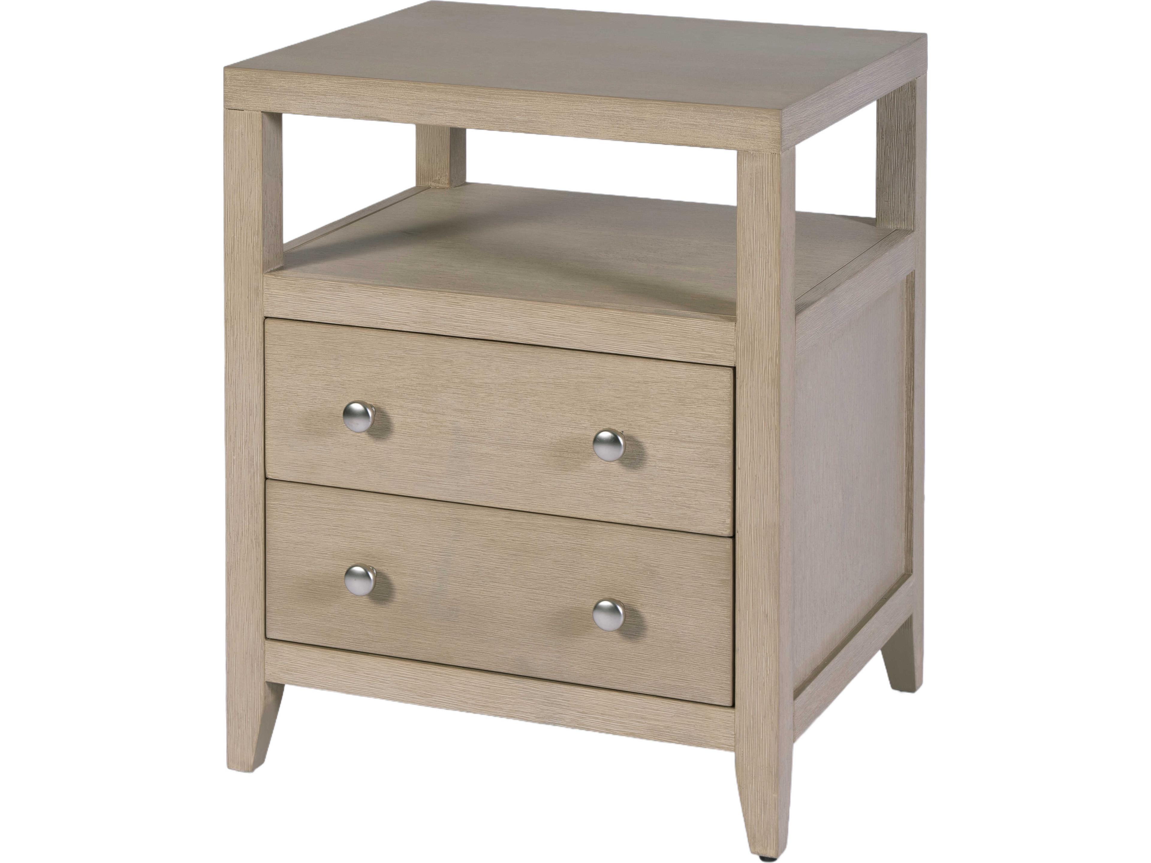 Dana 2-Drawers Beige Acacia Wood Nightstand