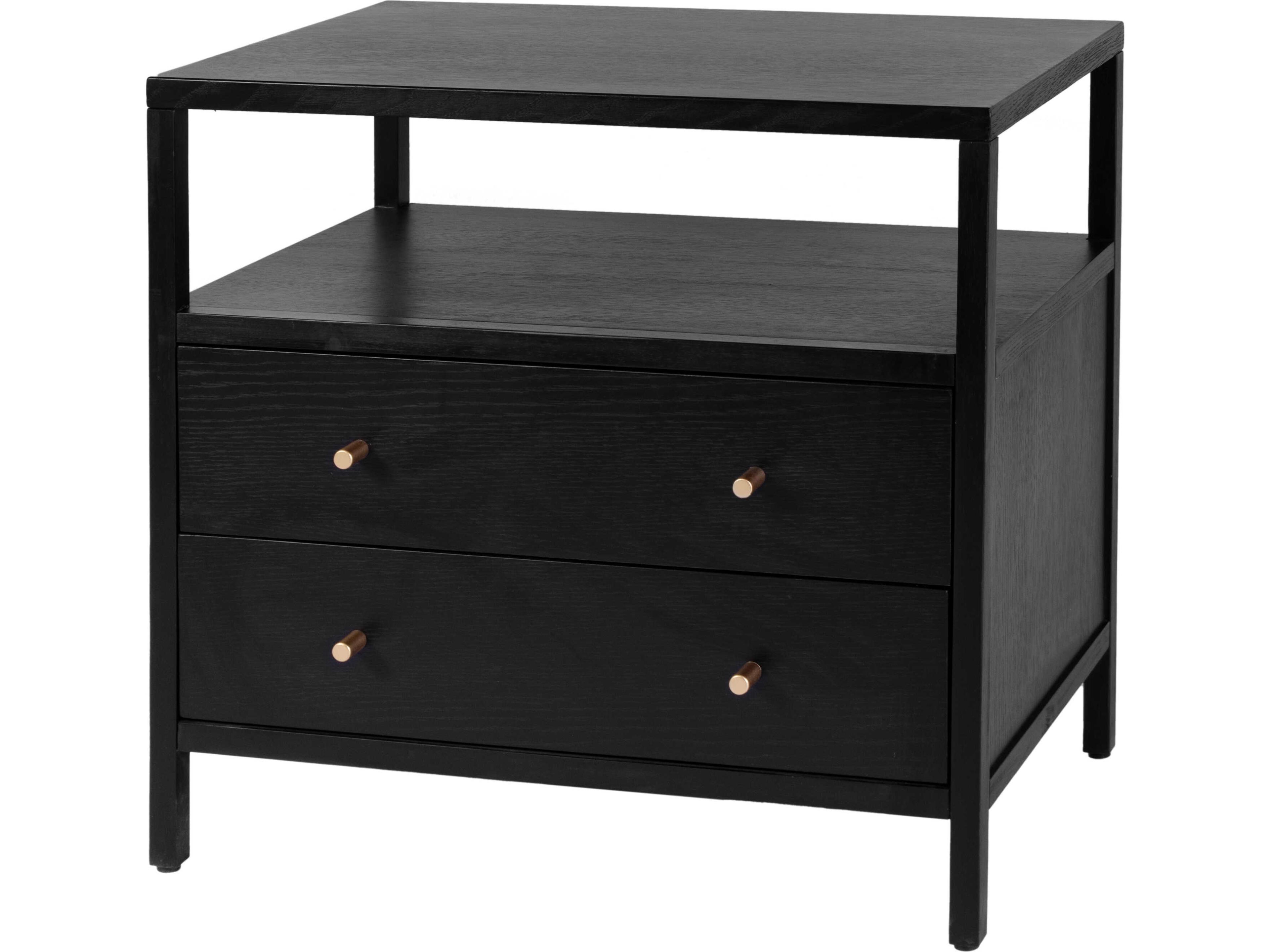 Mendel 2-Drawers Oak Wood Nightstand