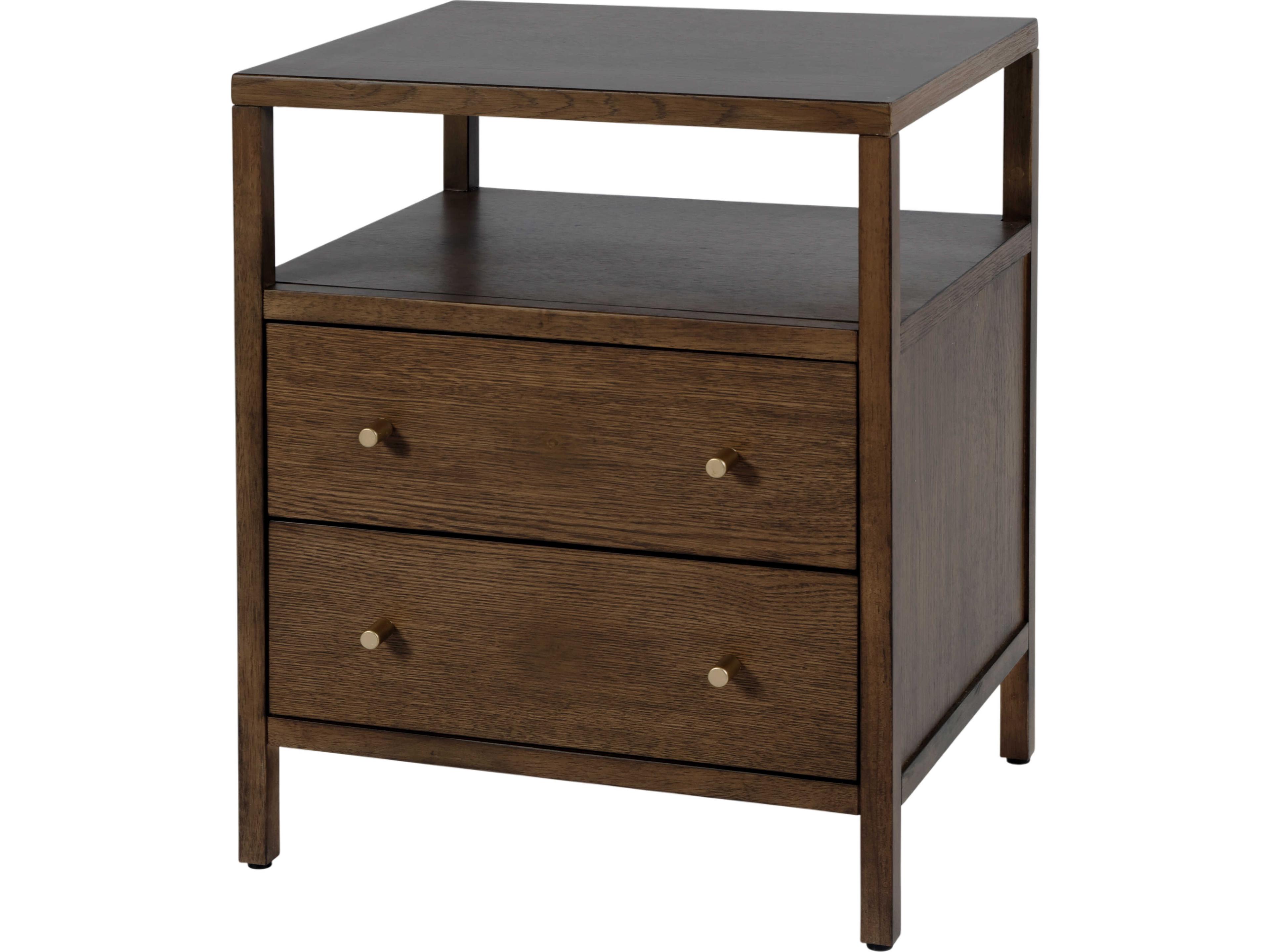 Mendel 2-Drawers Walnut Wood Nightstand